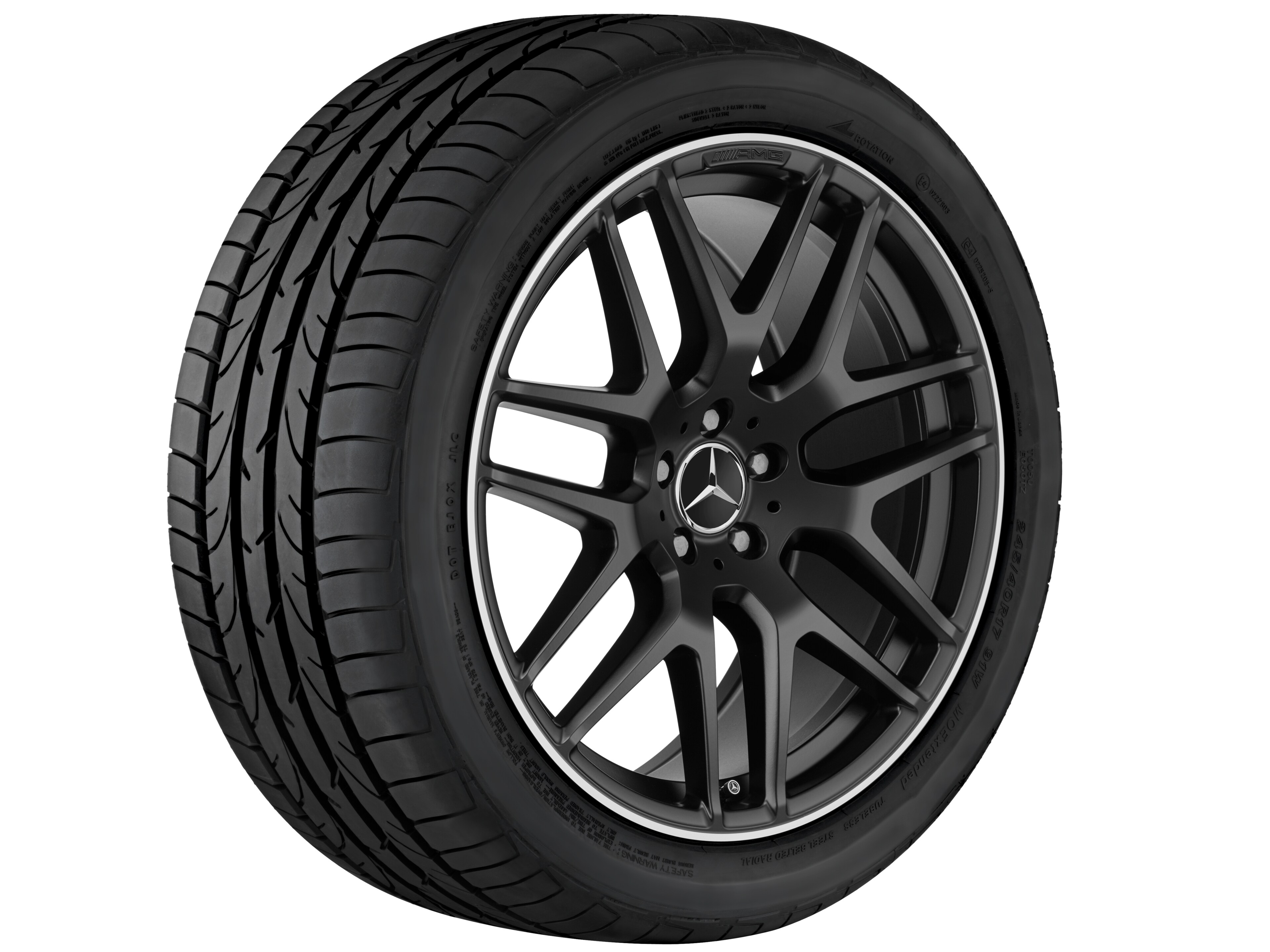 Cerchio in lega leggera AMG, con design a razze incrociate, 53,3 cm (21 pollici), Bordo del cerchio tornito a specchio - 10 J x 21 ET 46, nero opacizzato, Bordo del cerchio tornito a specchio