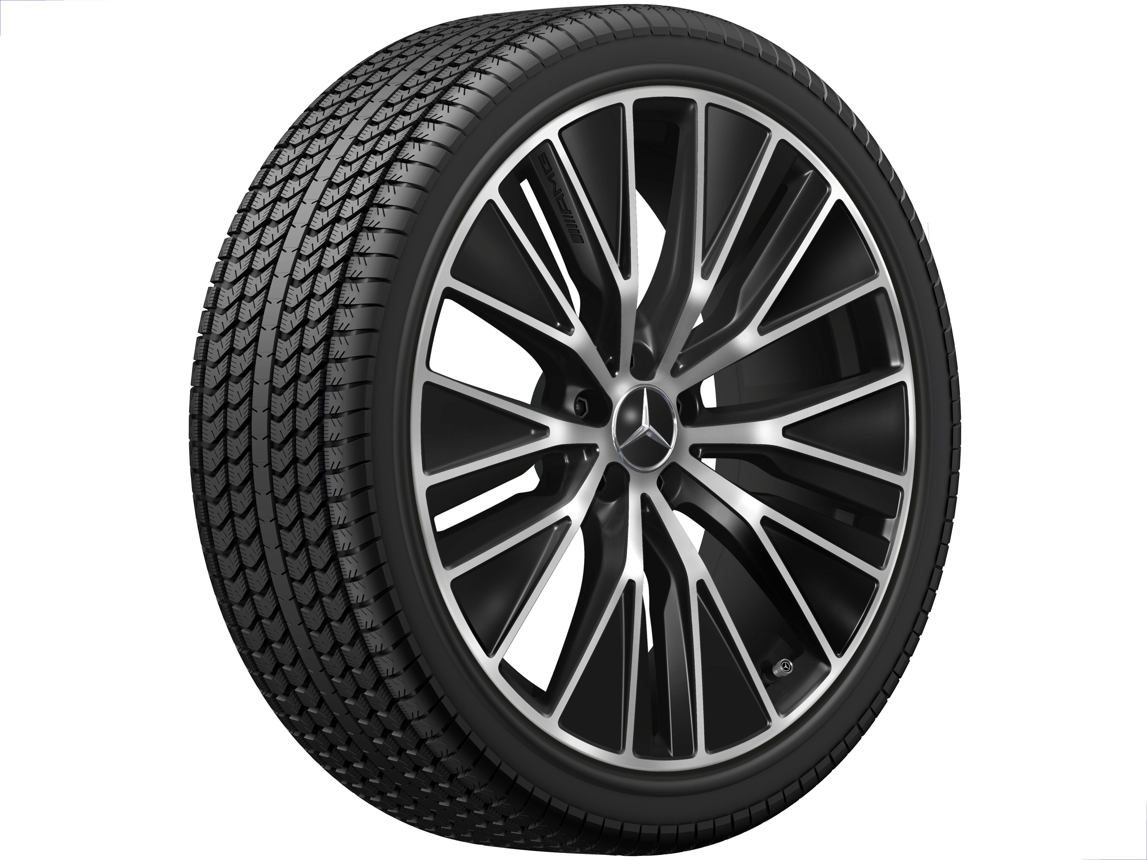Cerchio in lega leggera AMG, con design a Y, 53,3 cm (21 pollici), Con ottimizzazione aerodinamica - 9,5 J x 21 ET 58,2, colore nero, Tornitura a specchio