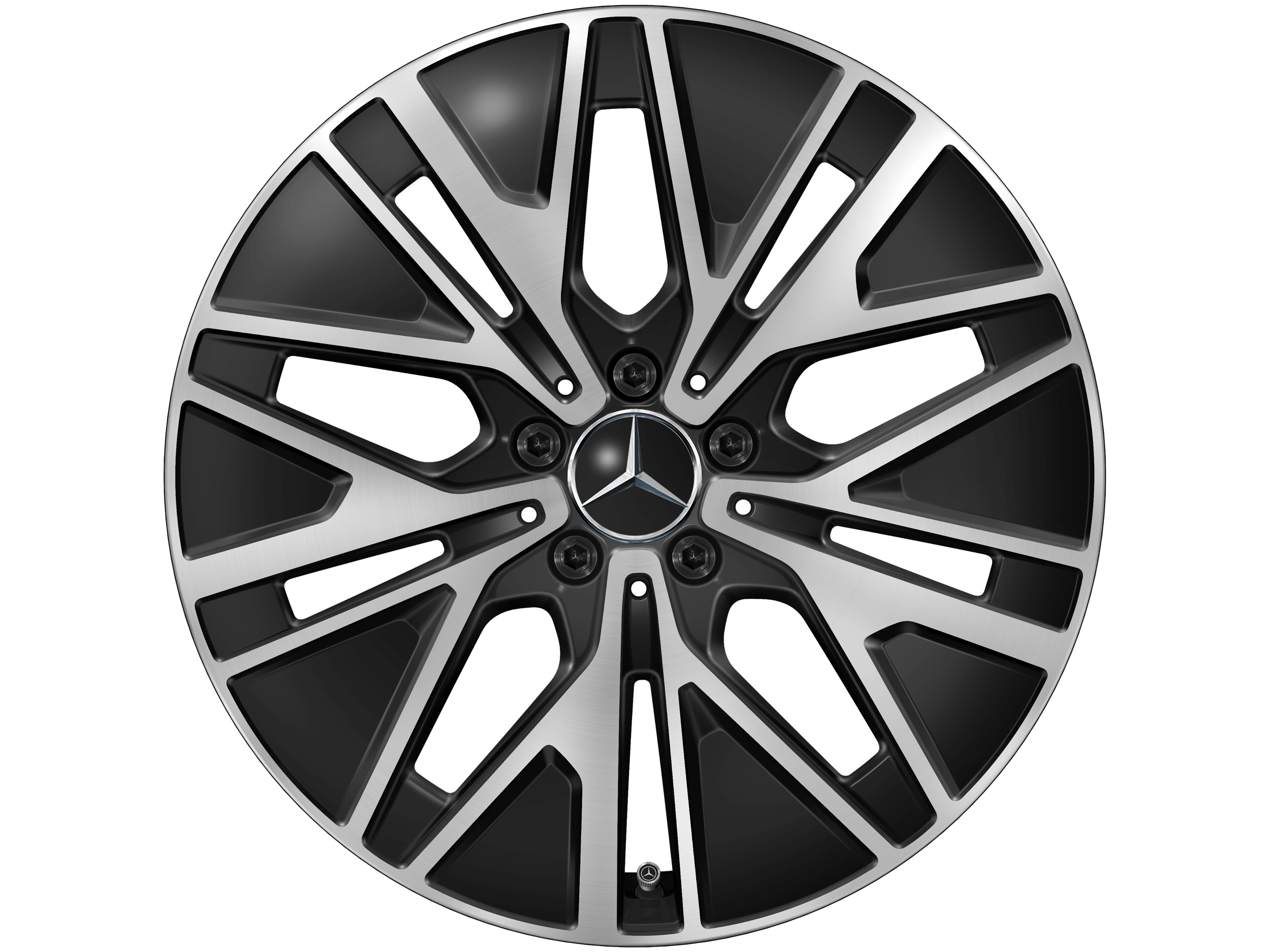 Cerchio a razze multiple, Aero, 48,3 cm (19 pollici) - 9 J x 19 ET 58,6, colore nero, Tornitura a specchio