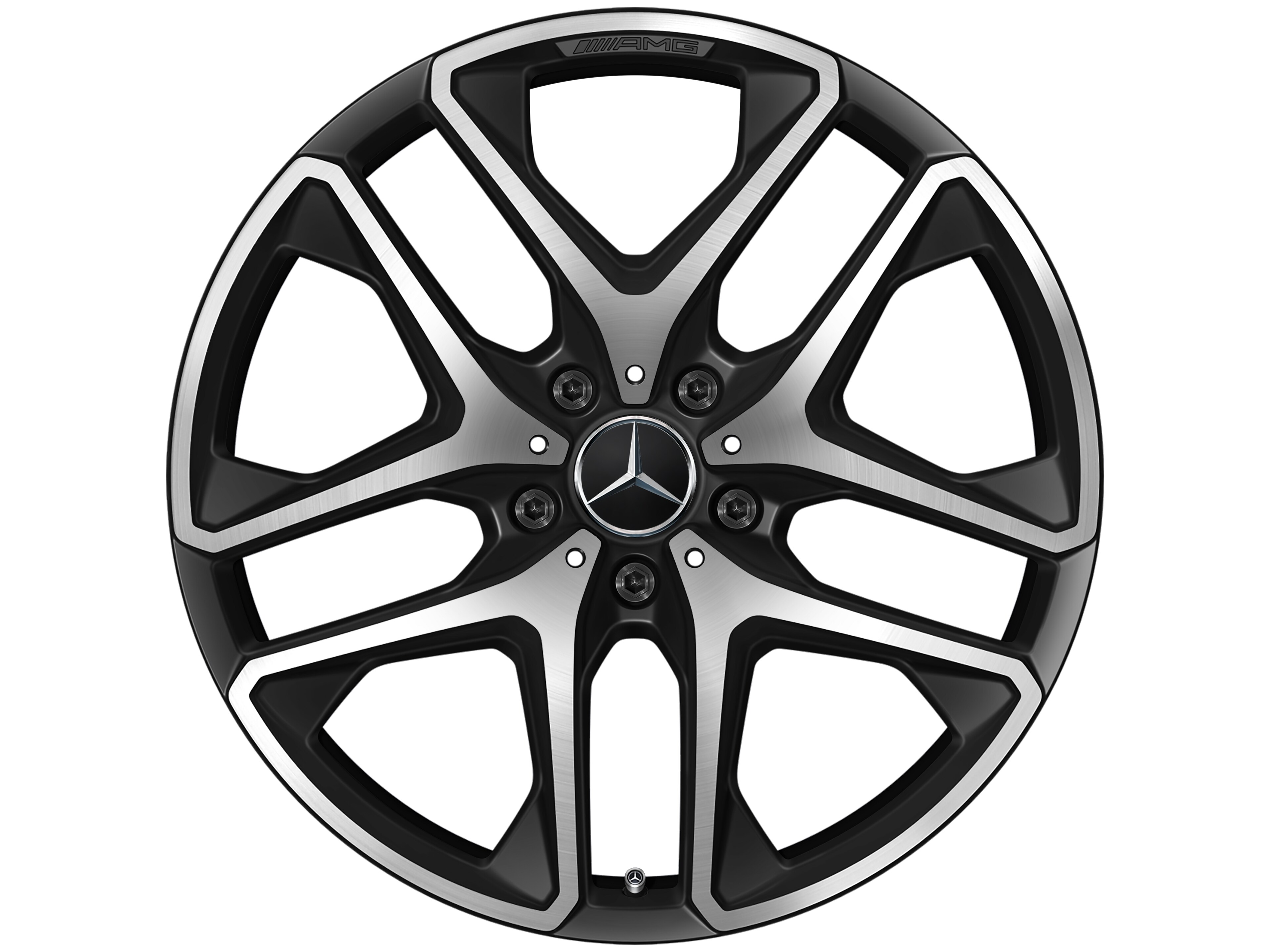 Cerchio a 5 doppie razze AMG, 53,3 cm (21 pollici) - 10 J x 21 ET 33, nero opacizzato, Tornitura a specchio