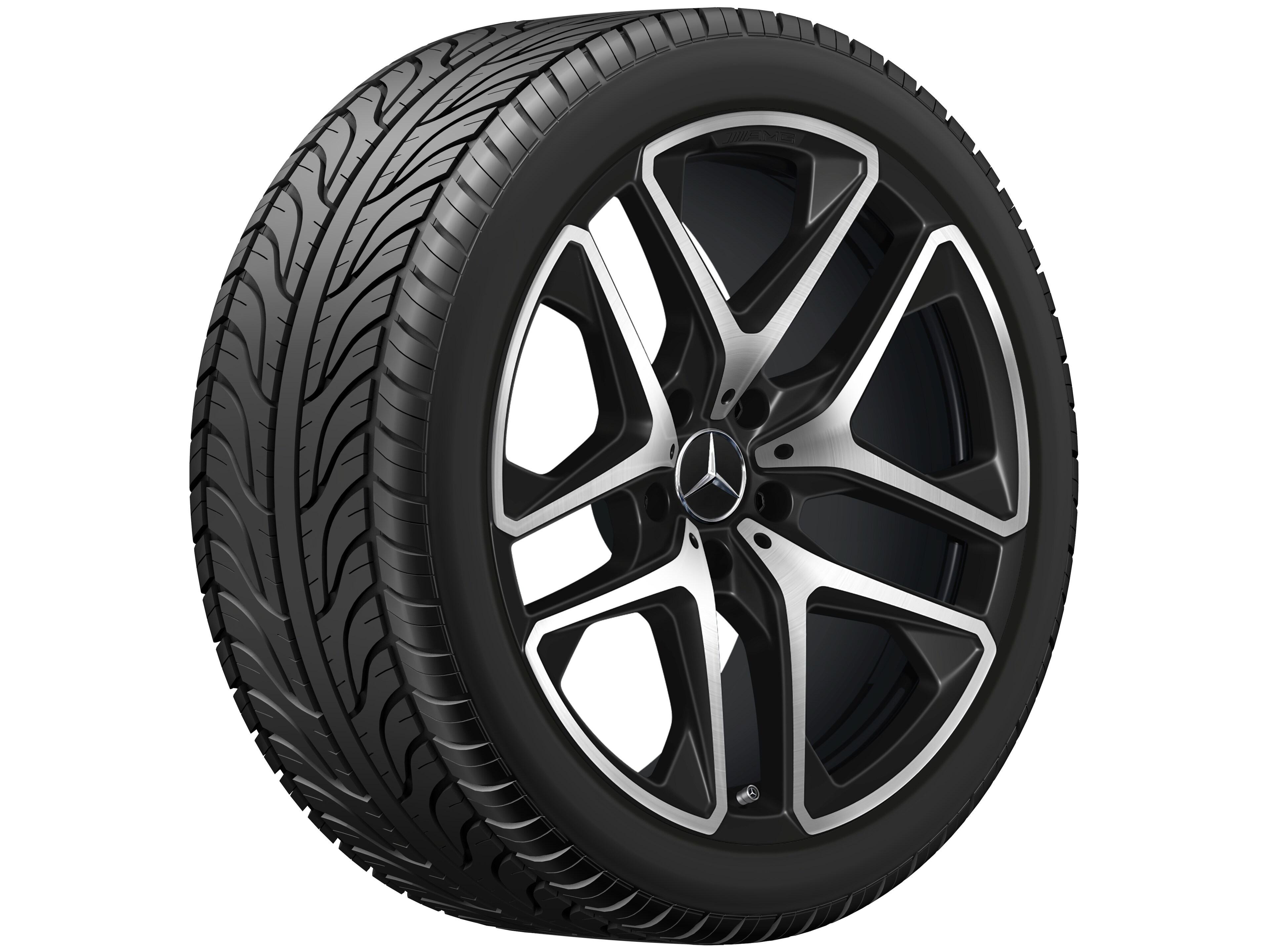 Cerchio a 5 doppie razze AMG, 53,3 cm (21 pollici) - 10 J x 21 ET 33, nero opacizzato, Tornitura a specchio