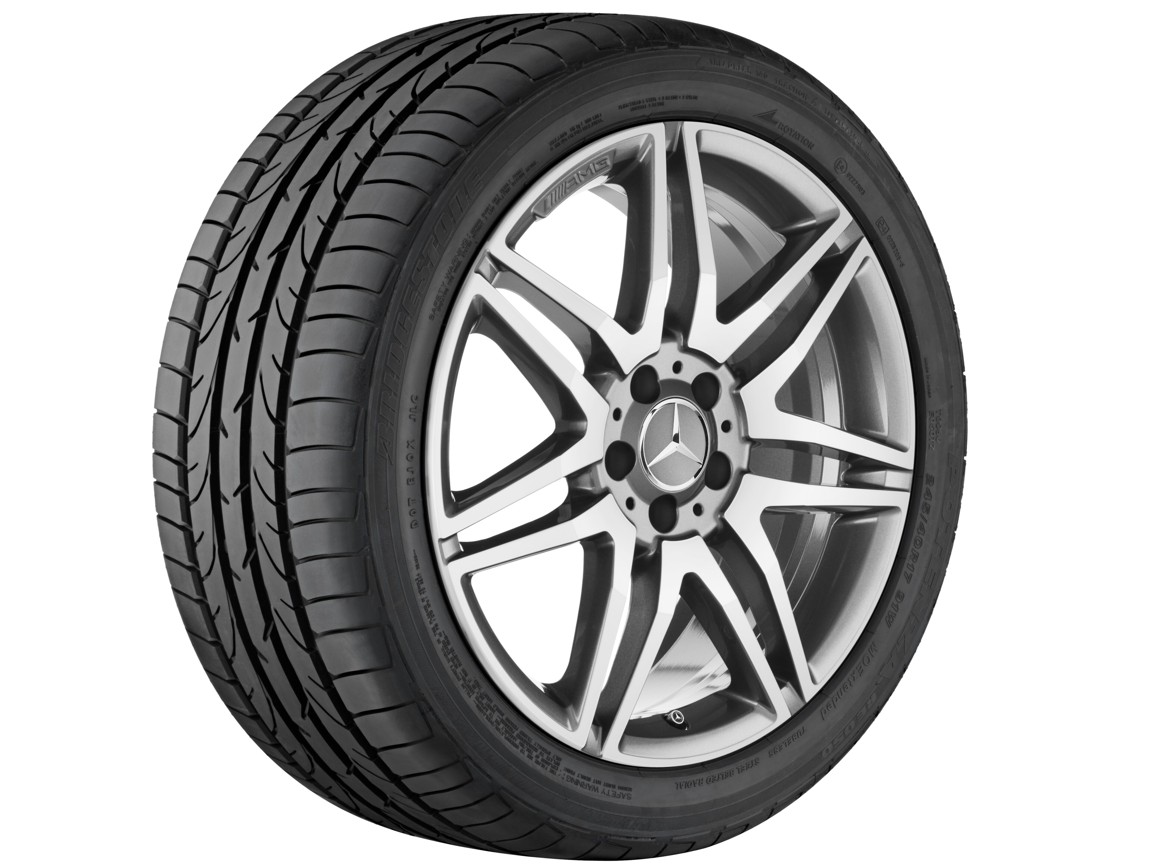 Cerchio a 7 doppie razze AMG, 48,3 cm (19 pollici) - 8,5 J x 19 ET 35,5, grigio titanio, Tornitura a specchio