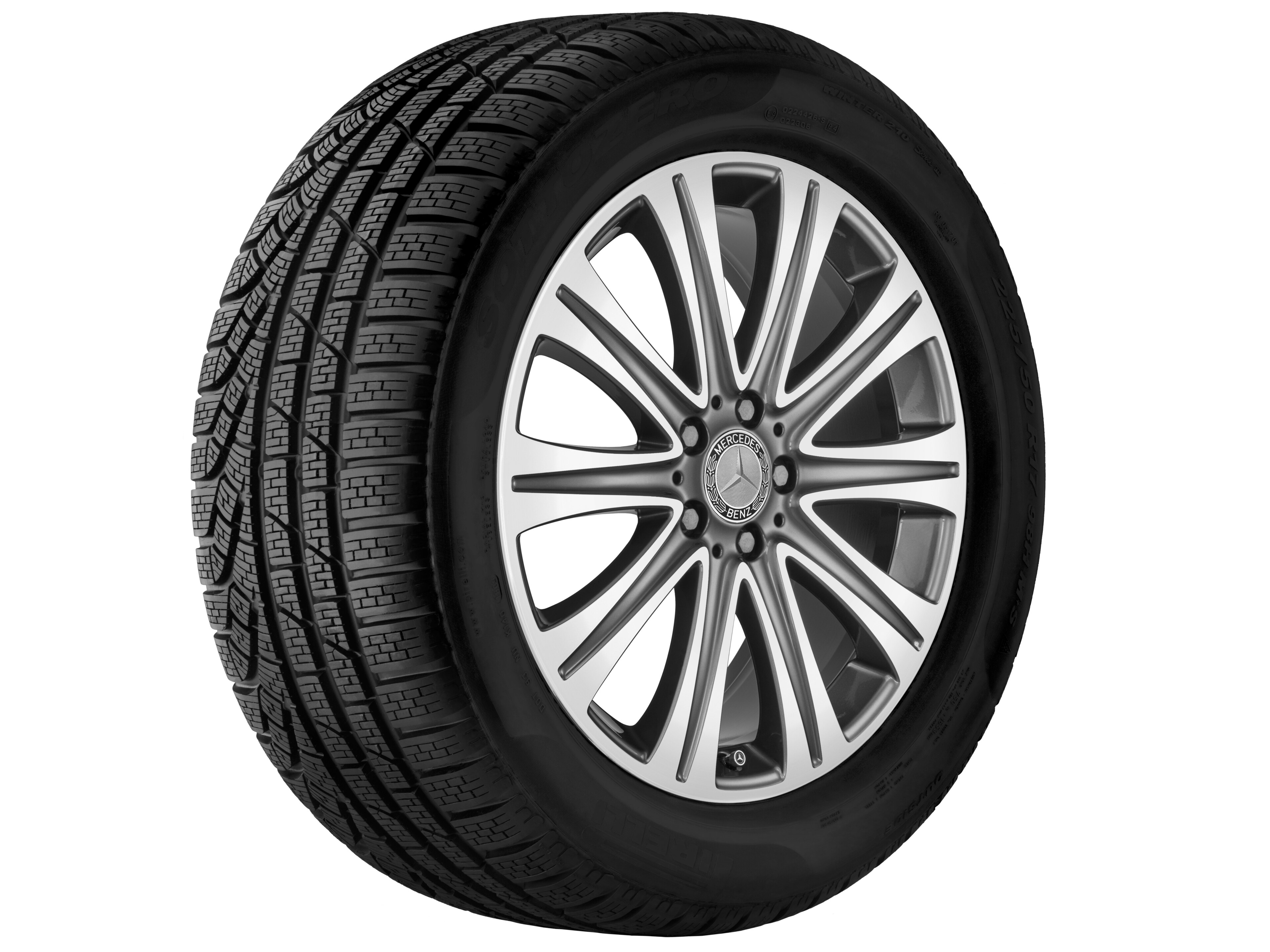 Cerchio a 10 razze, 48,3 cm (19 pollici) - 8 J x 19 ET 43, grigio tremolite metallizzato, Tornitura a specchio