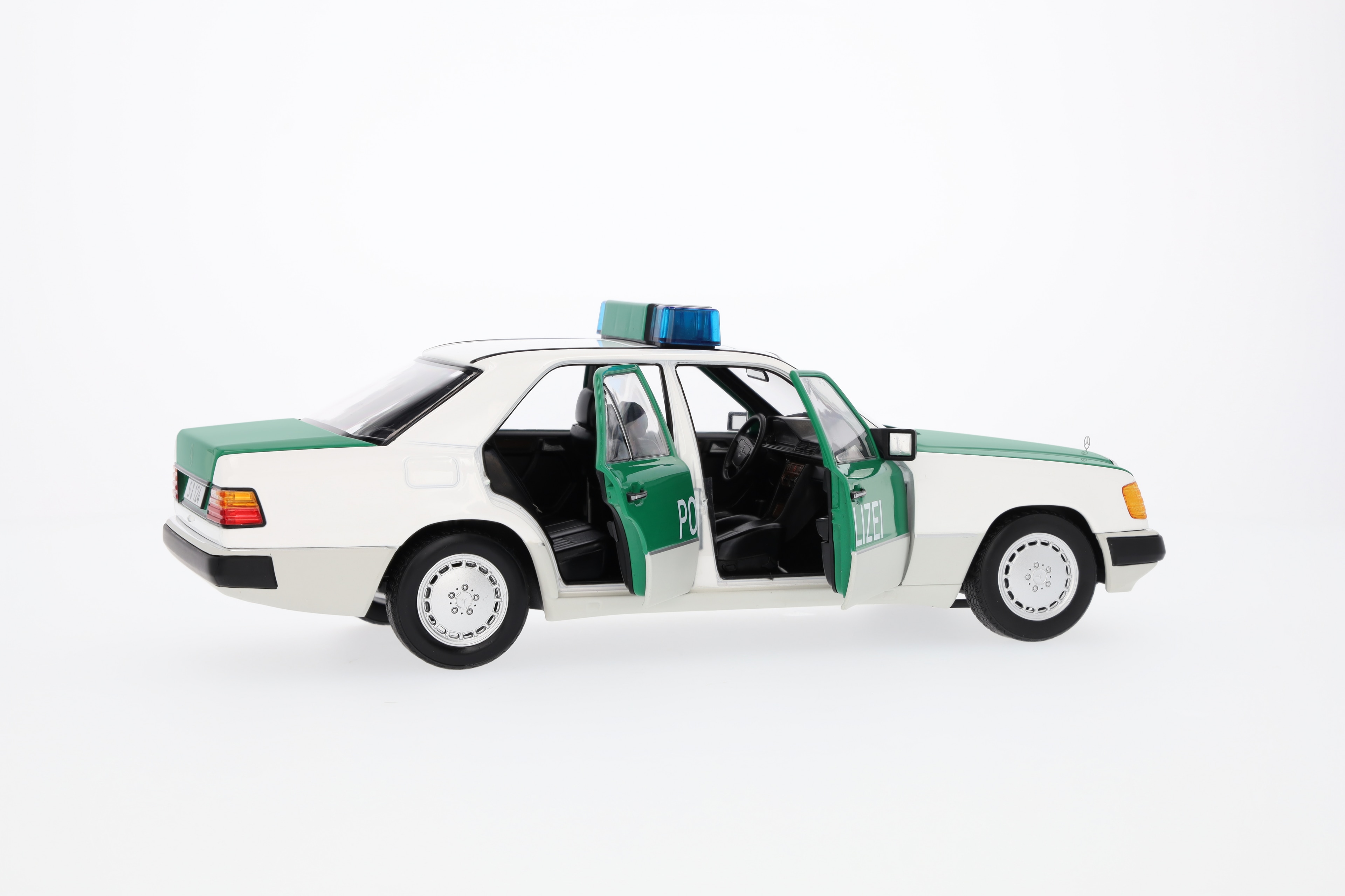 230 E W 124 (1989-1993), Berlina, Polizia - Colore bianco / verdi, Norev, 1:18