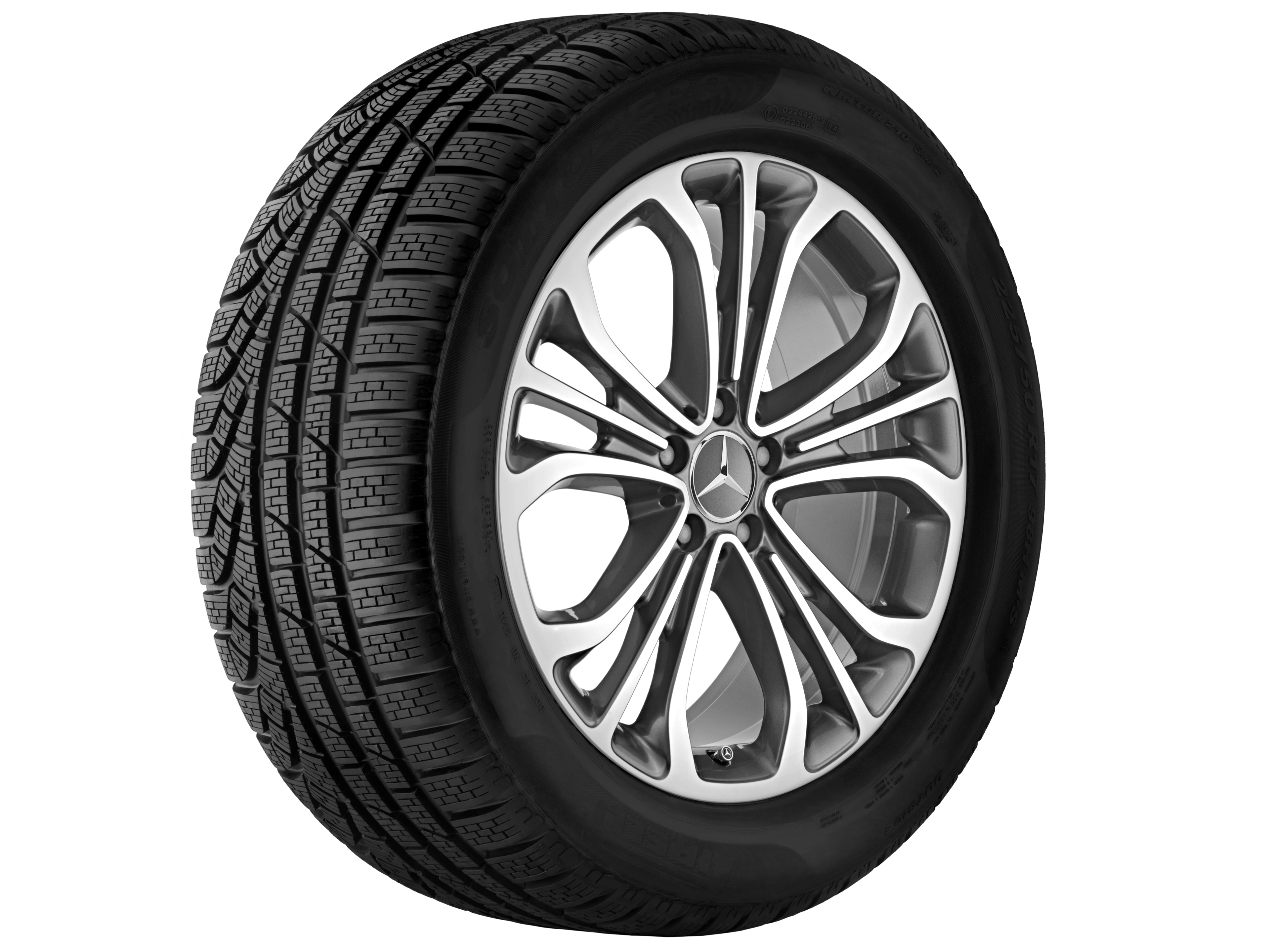 Cerchio a 5 triple razze, 48,3 cm (19 pollici) - 8,5 J x 19 ET 36, grigio Himalaya, Tornitura a specchio