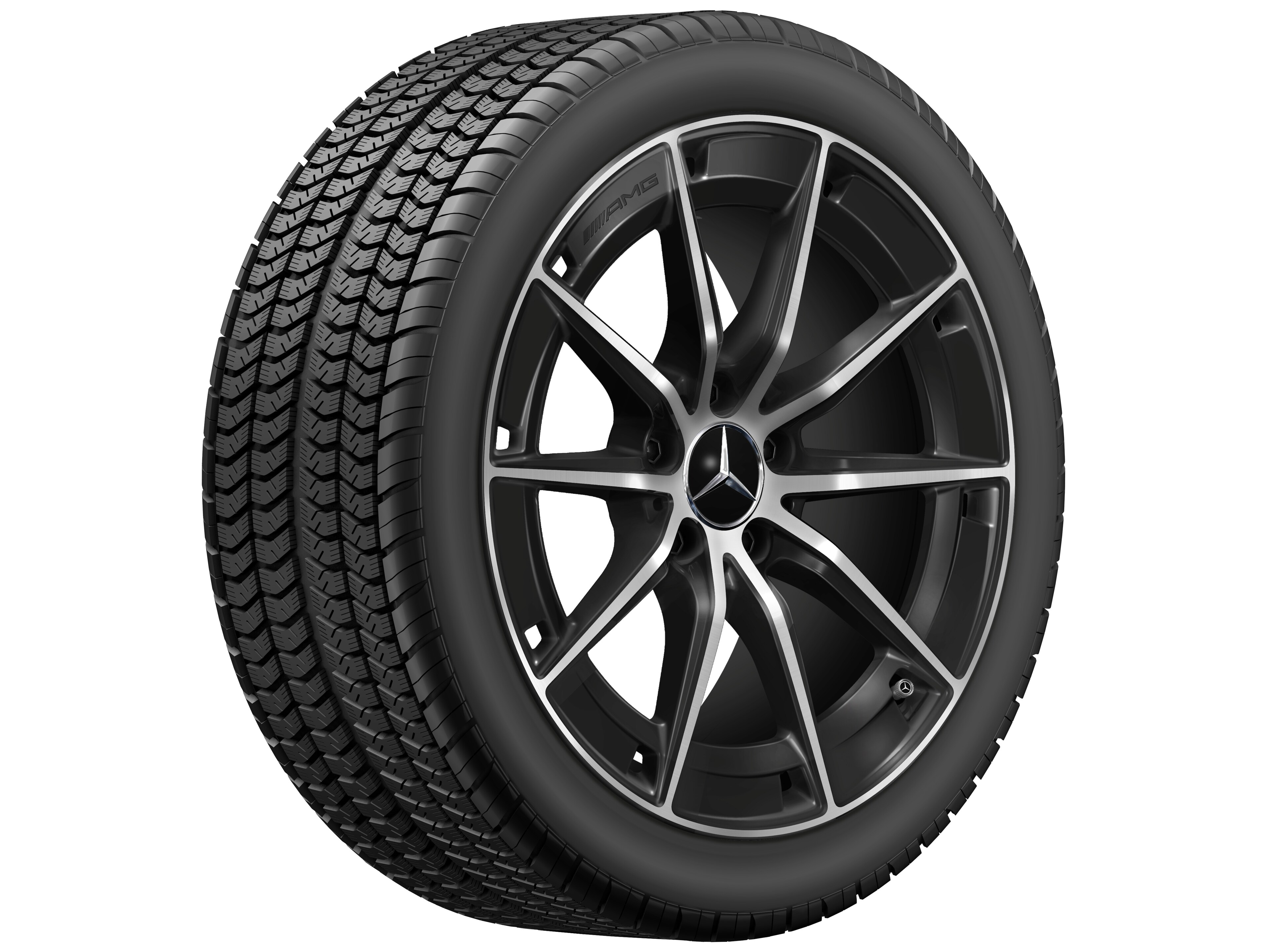 Cerchio a 10 razze AMG, 45,7 cm (18 pollici) - 8 J x 18 ET 40, colore nero, Tornitura a specchio