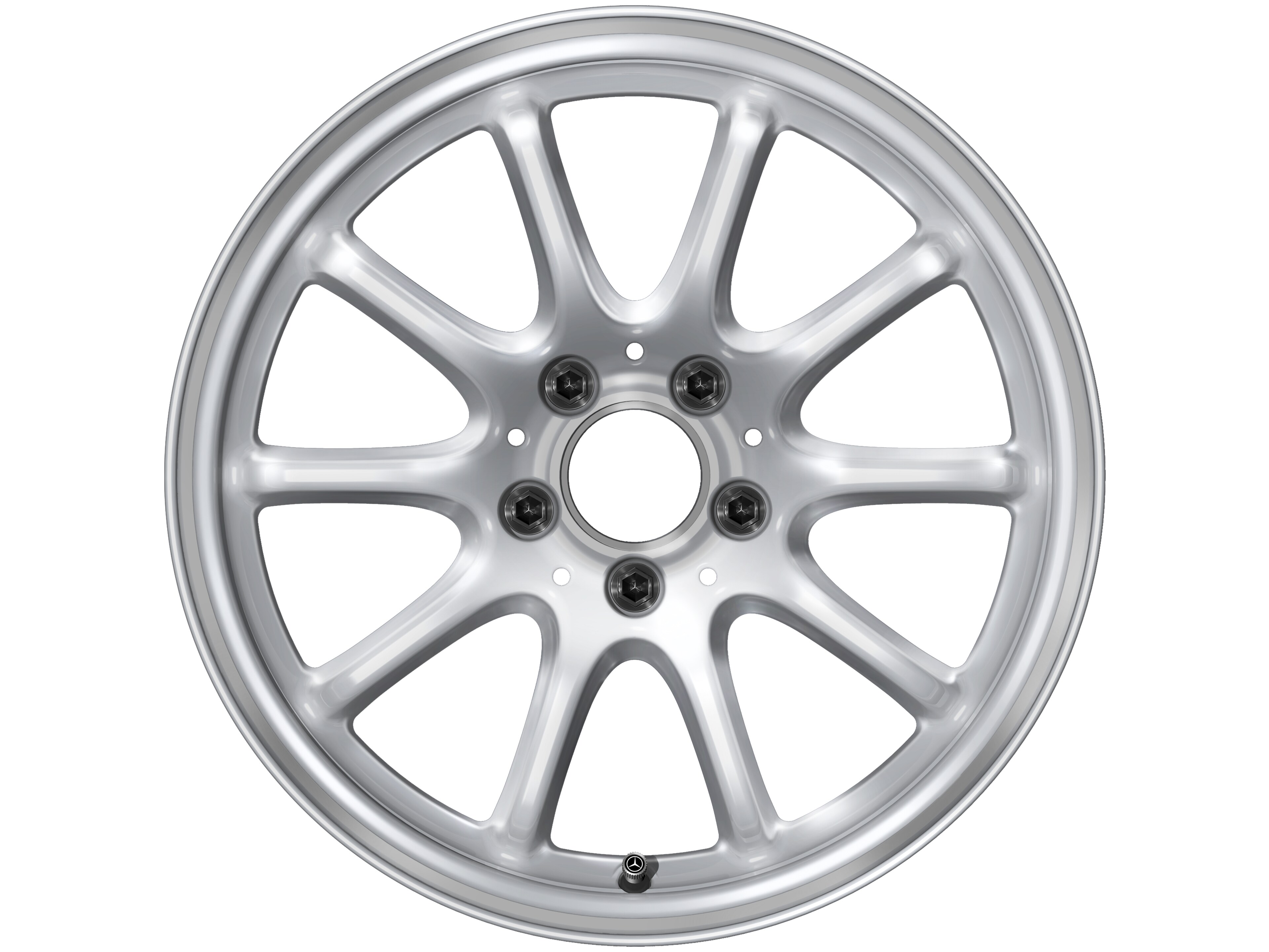 Cerchio a 10 razze, 43,2 cm (17 pollici) - 7,5 J x 17 ET 30, argento vanadio, Tornitura a specchio