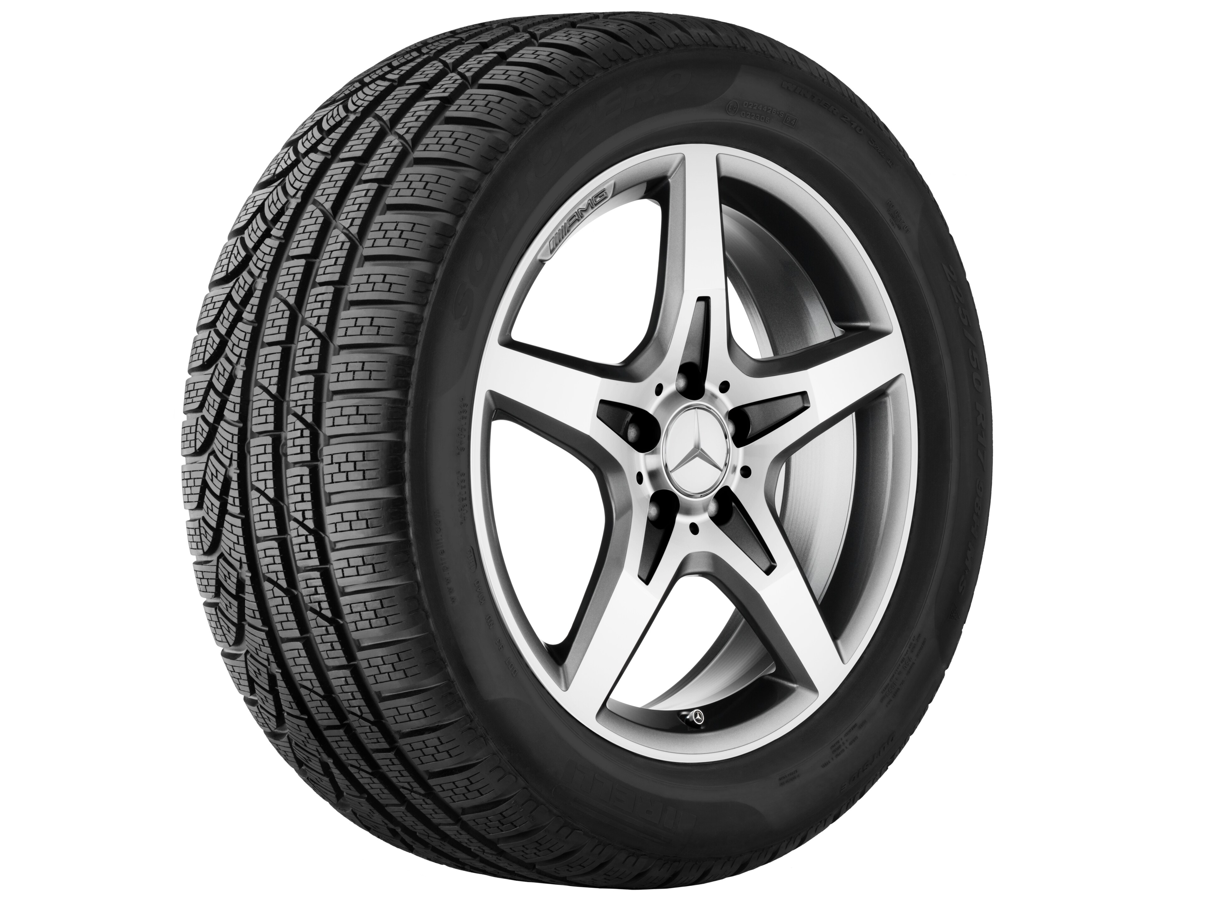 Cerchio a 5 razze AMG, 45,7 cm (18 pollici) - 7,5 J x 18 ET 42, grigio titanio, Tornitura a specchio