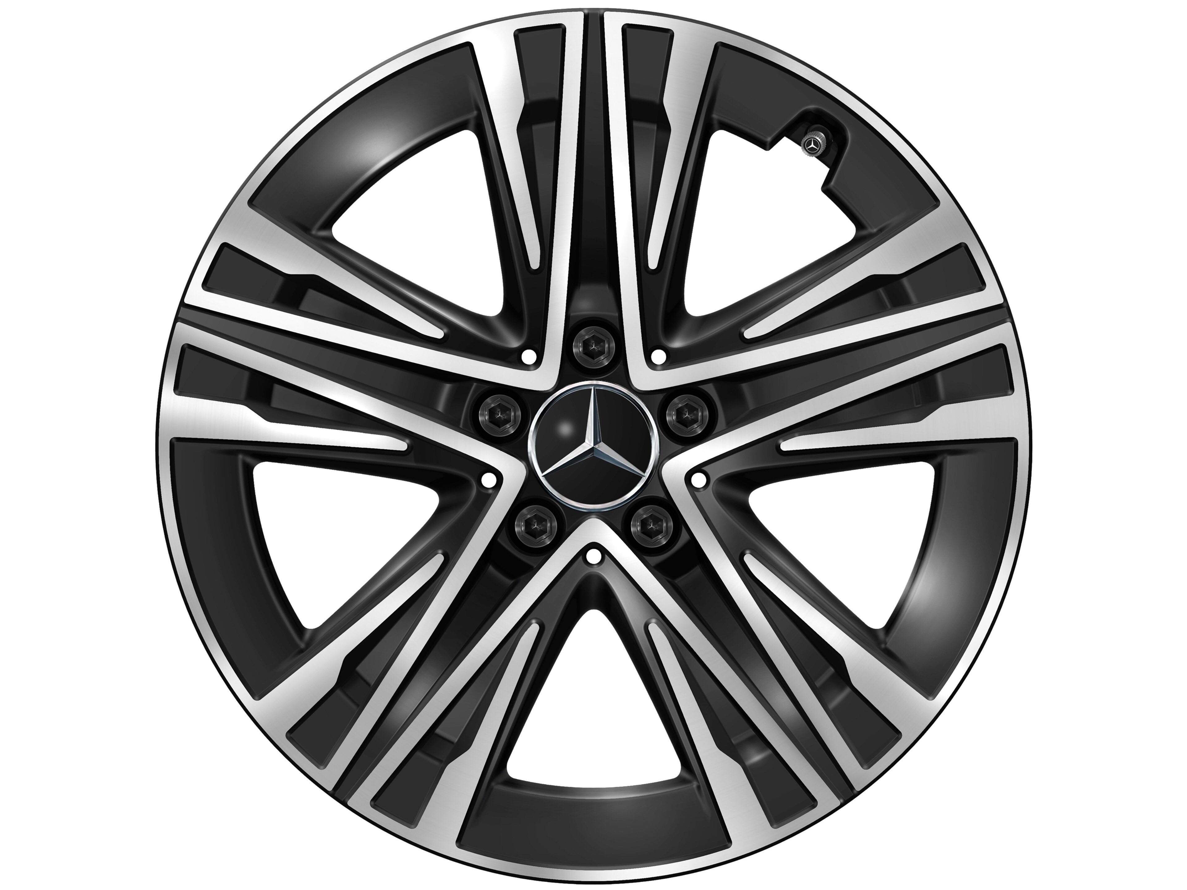 Cerchio a 5 razze W, Aero, 45,7 cm (18 pollici) - 7,5 J x 18 ET 48,4, colore nero, Tornitura a specchio