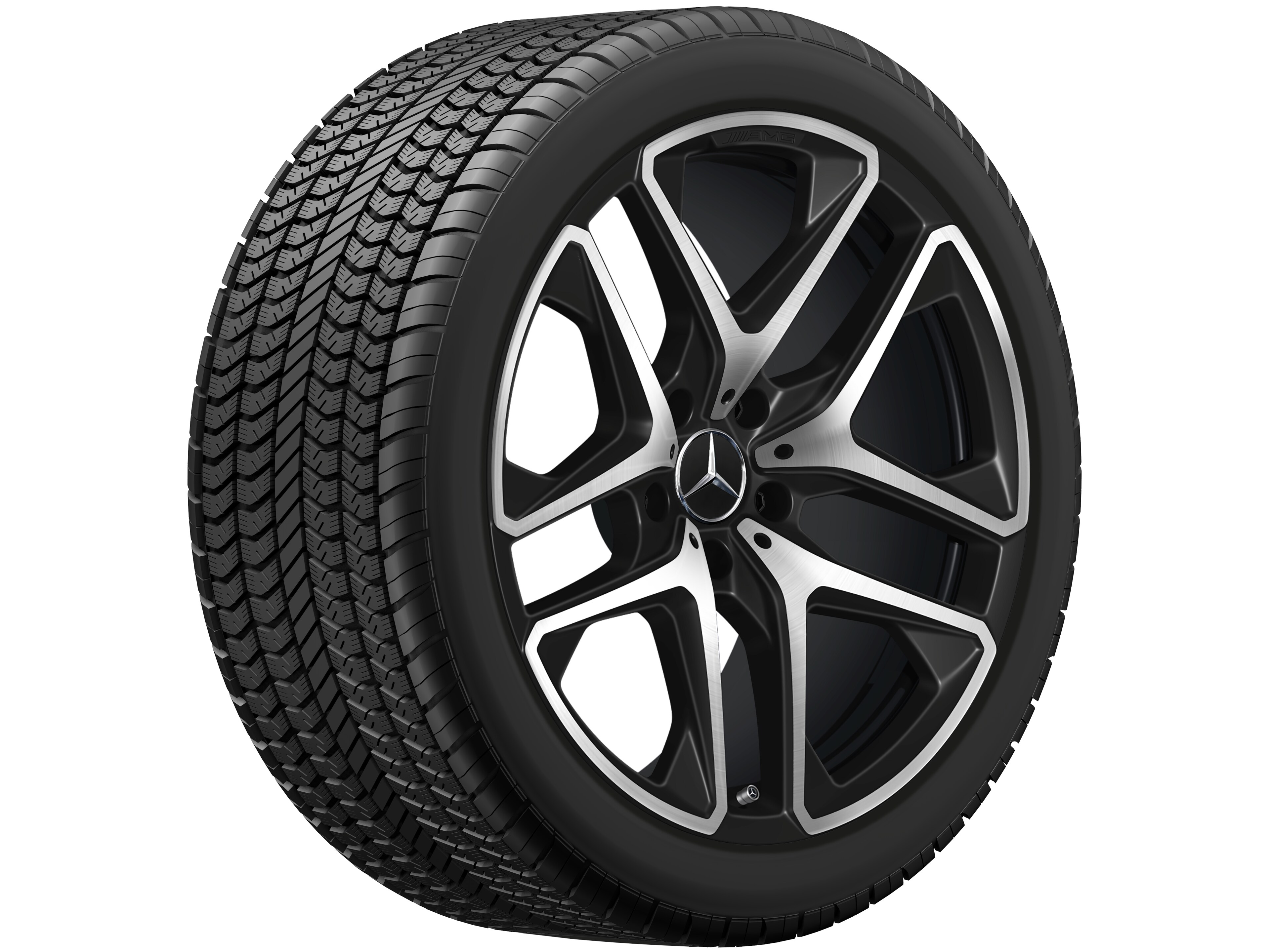 Cerchio a 5 doppie razze AMG, 53,3 cm (21 pollici) - 10 J x 21 ET 33, nero opacizzato, Tornitura a specchio