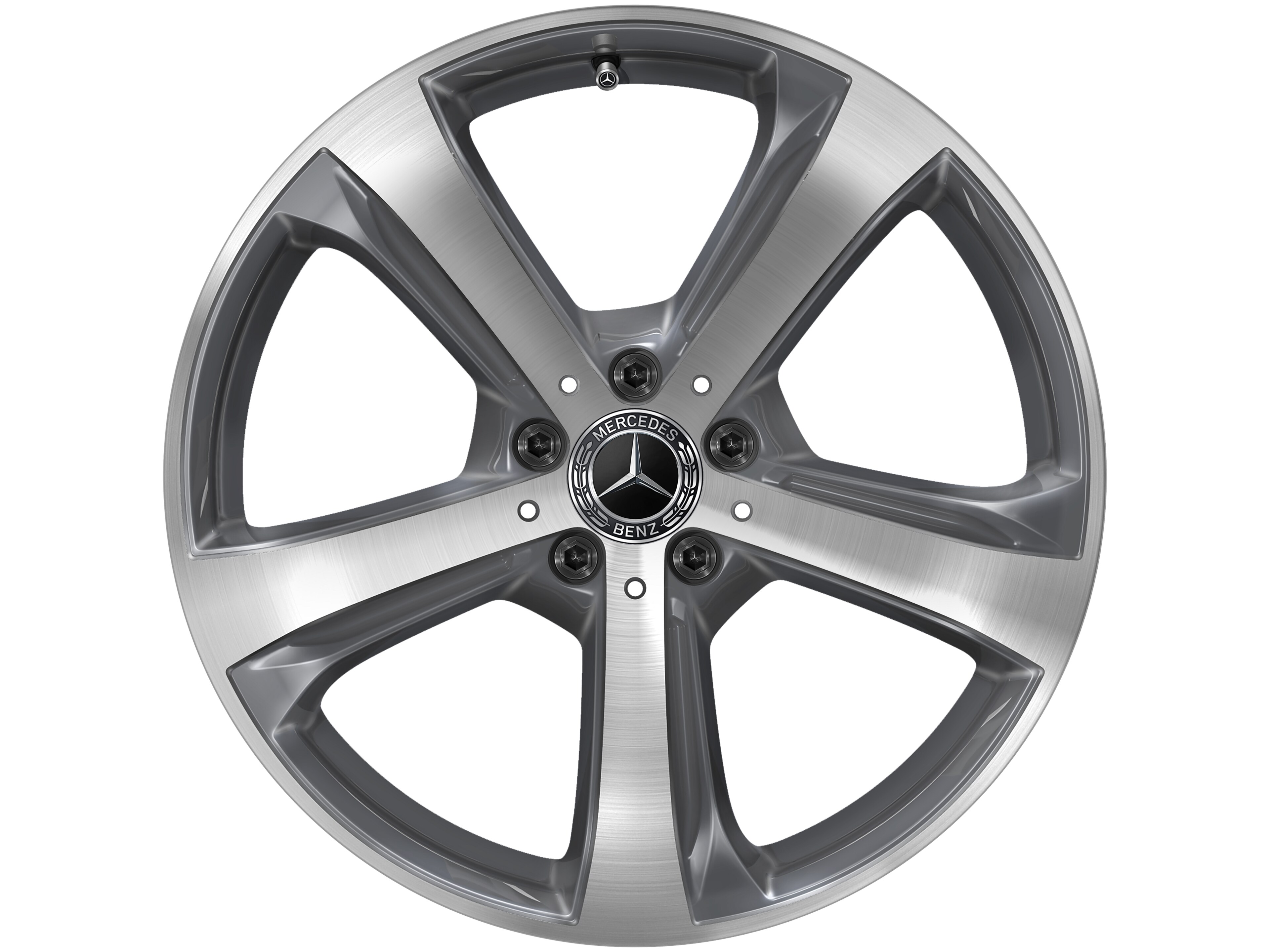 Cerchio a 5 razze, 45,7 cm (18 pollici) - 8 J x 19 ET 41, grigio tremolite metallizzato, Tornitura a specchio
