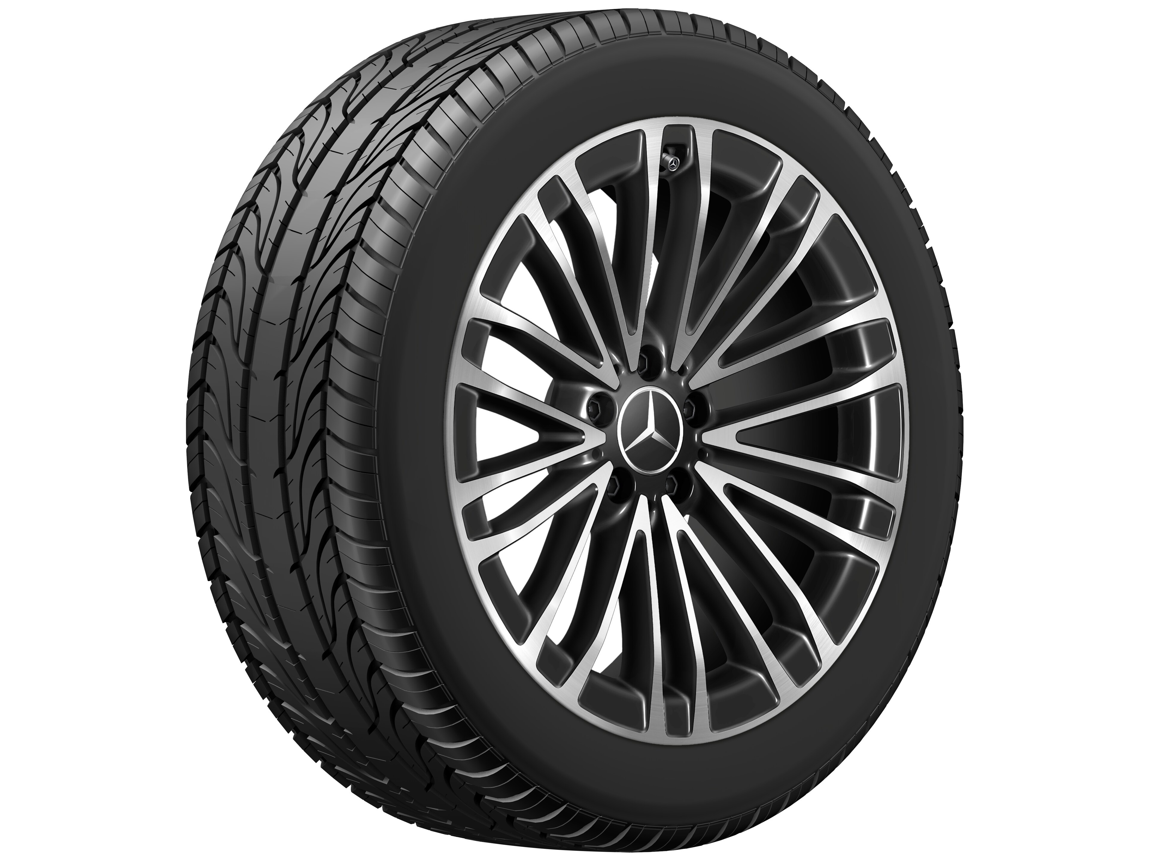 Cerchio a 10 doppie razze, 48,3 cm (19 pollici) - 10 J x 19 ET 48,1, colore nero, Tornitura a specchio
