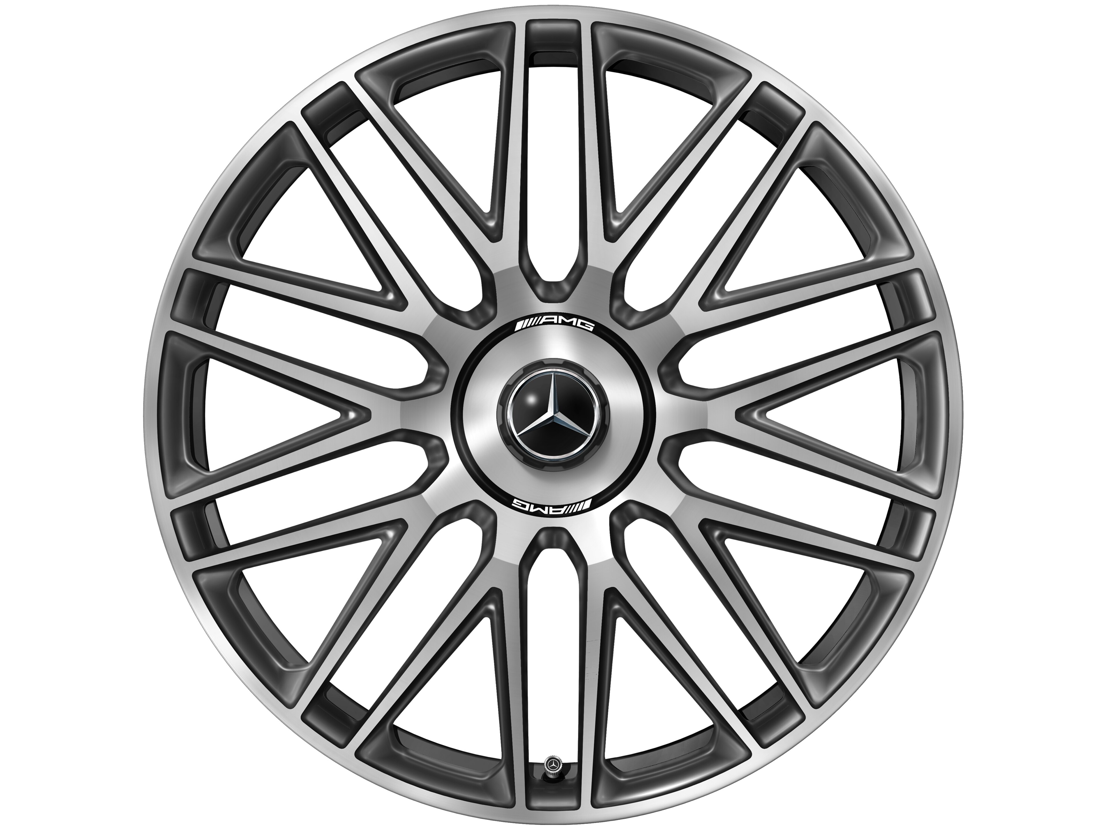 Cerchio fucinato AMG con design a 10 razze, 53,3 cm (21 pollici) - 9,5 J x 21 ET 33, colore nero / dark platin gloss