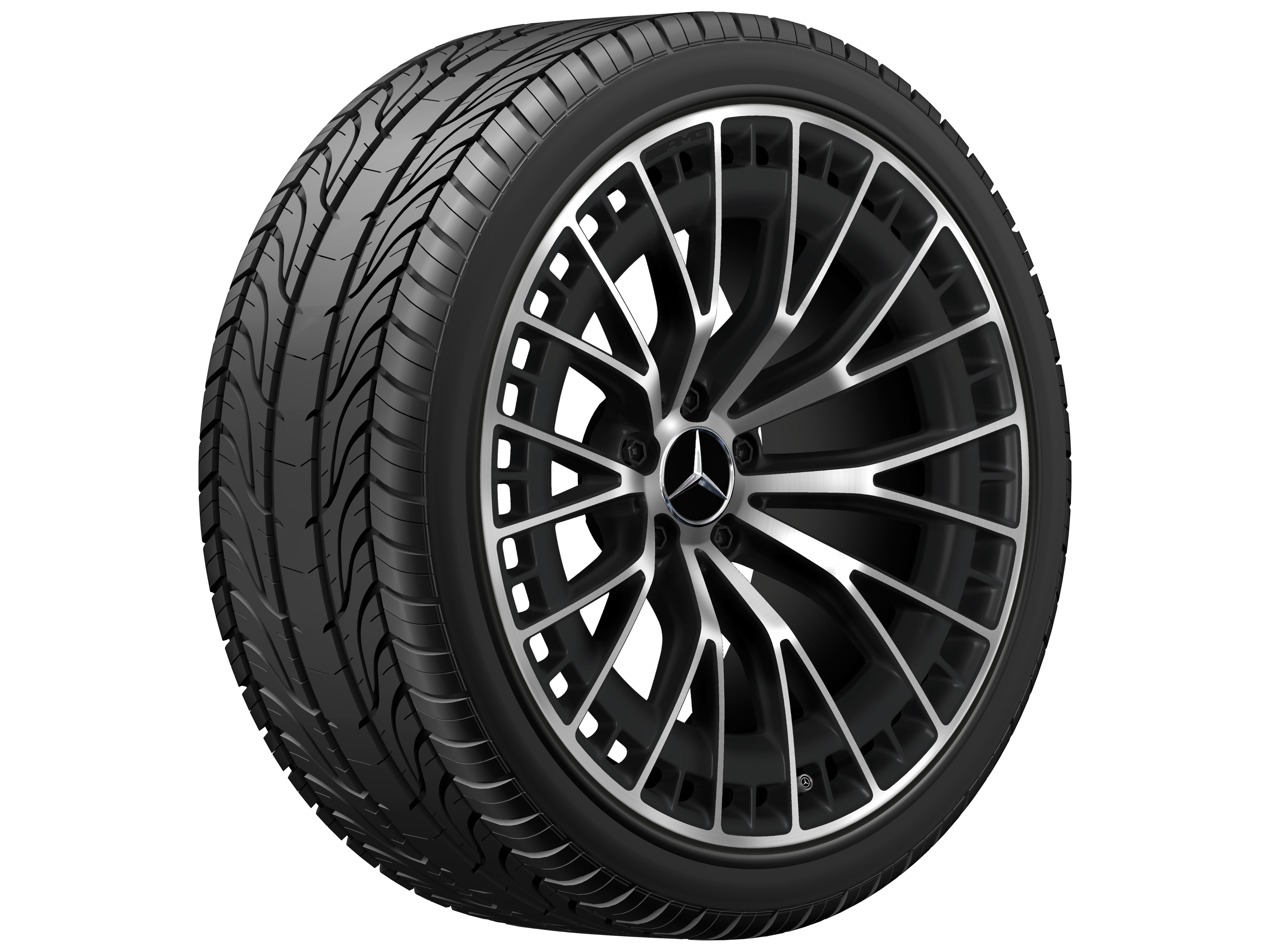 Cerchio in lega leggera AMG, con design a Y, 50,8 cm (20 pollici) - 9,5 J x 20 ET 19, nero opacizzato, Tornitura a specchio