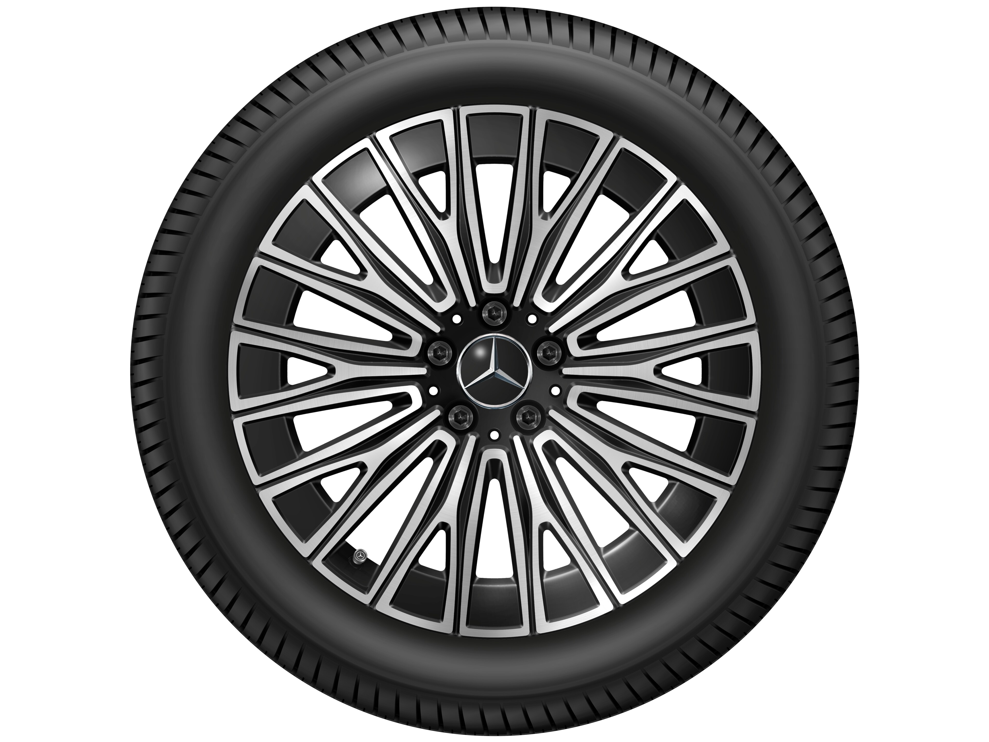 Cerchio con razze Y, Aero, 48,3 cm (19 pollici) - 9 J x 19 ET 58,6, colore nero, Tornitura a specchio