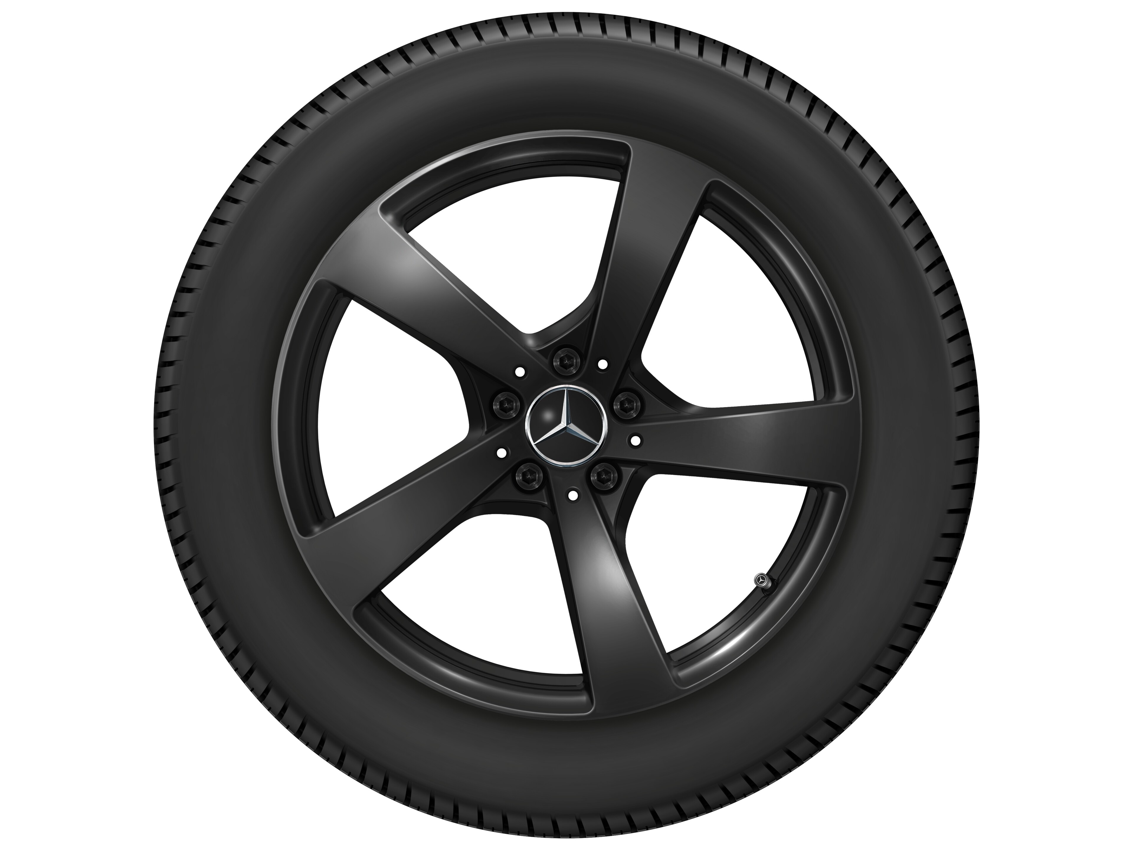 Cerchio a 5 razze, Aero, 48,3 cm (19 pollici) - 9 J x 19 ET 60,2, colore nero, verniciato