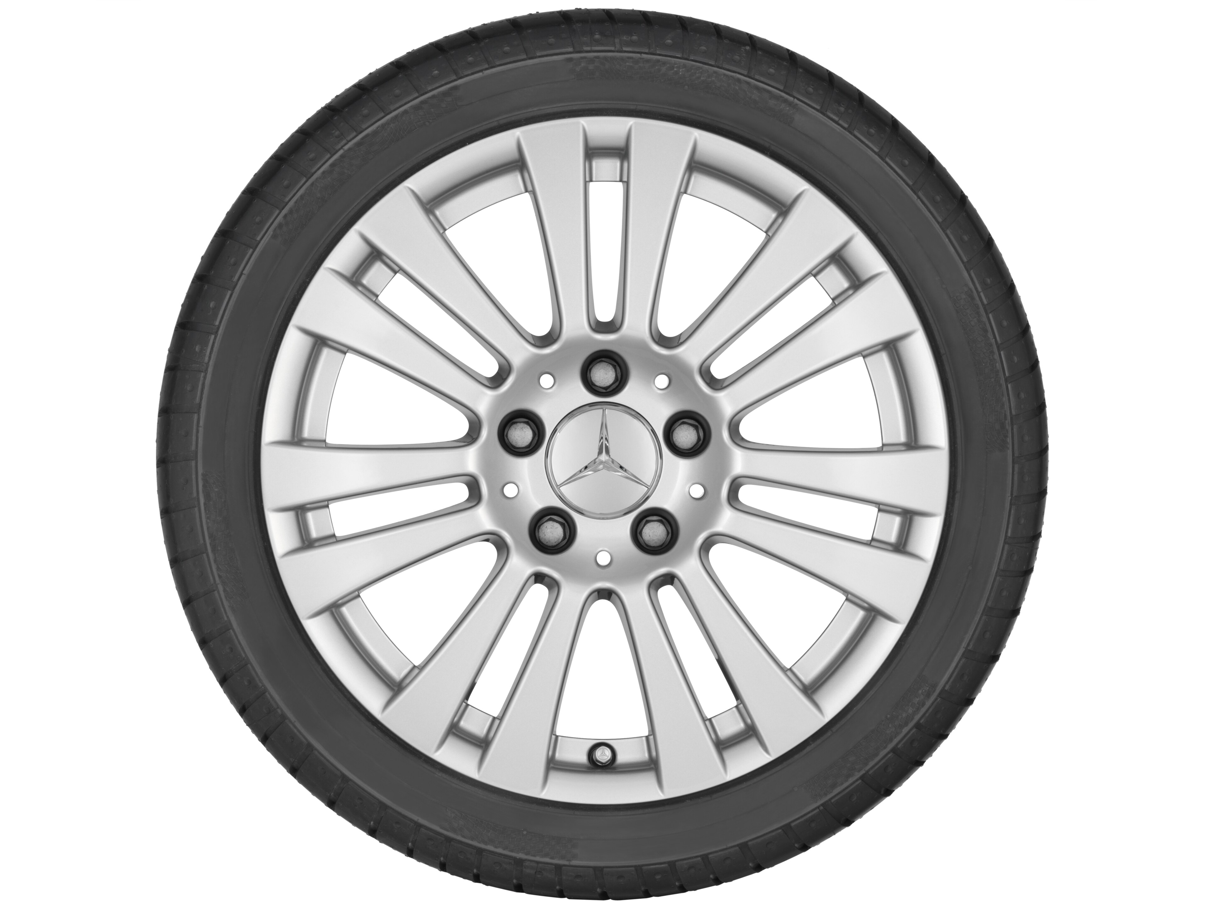 Cerchio a 7 doppie razze, 40,6 cm (16 pollici) - 7 J x 16 ET 43, argento titanio, verniciato
