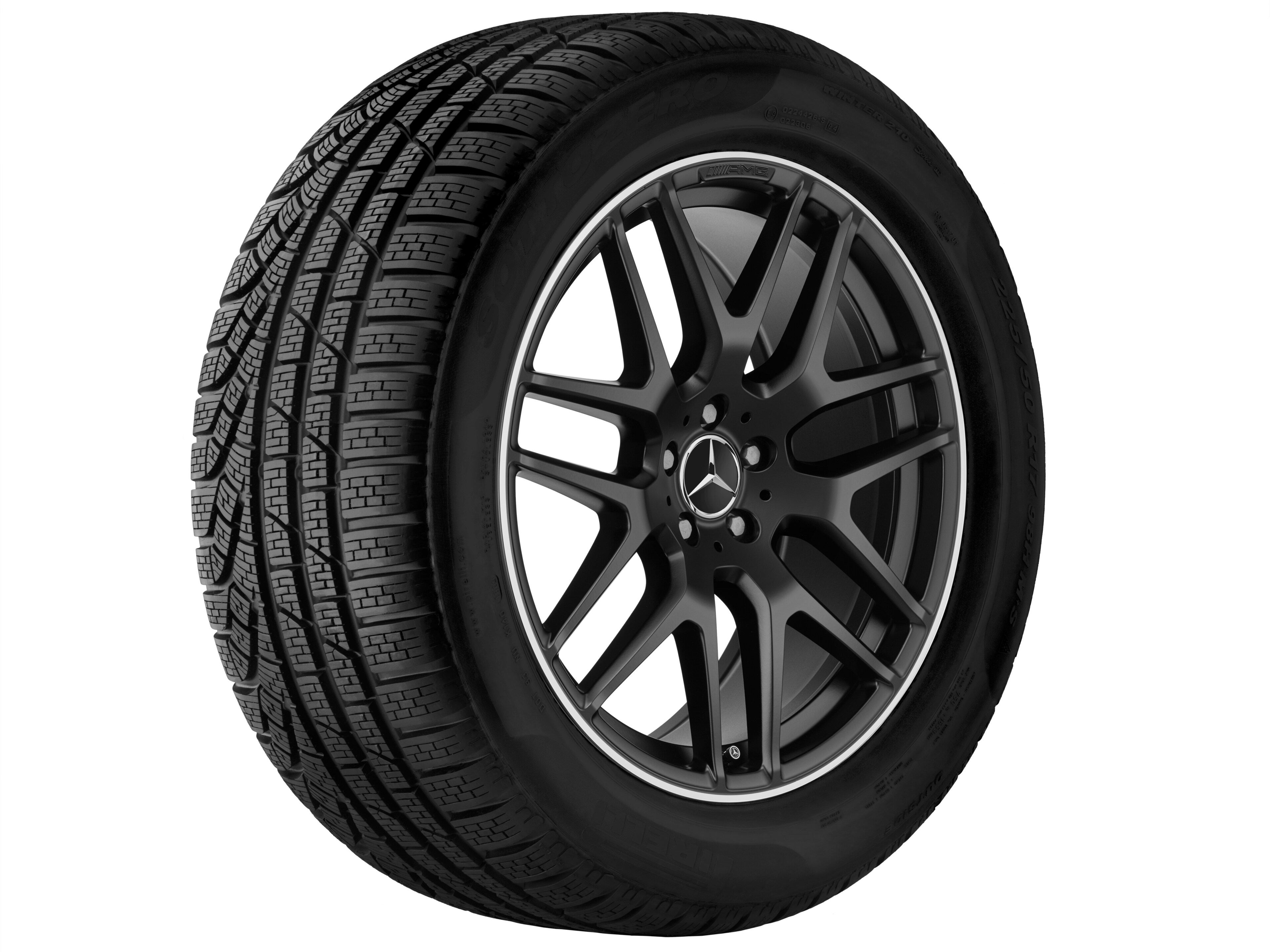 Cerchio in lega leggera AMG, con design a razze incrociate, 53,3 cm (21 pollici), Bordo del cerchio tornito a specchio - 10 J x 21 ET 46, nero opacizzato, Bordo del cerchio tornito a specchio