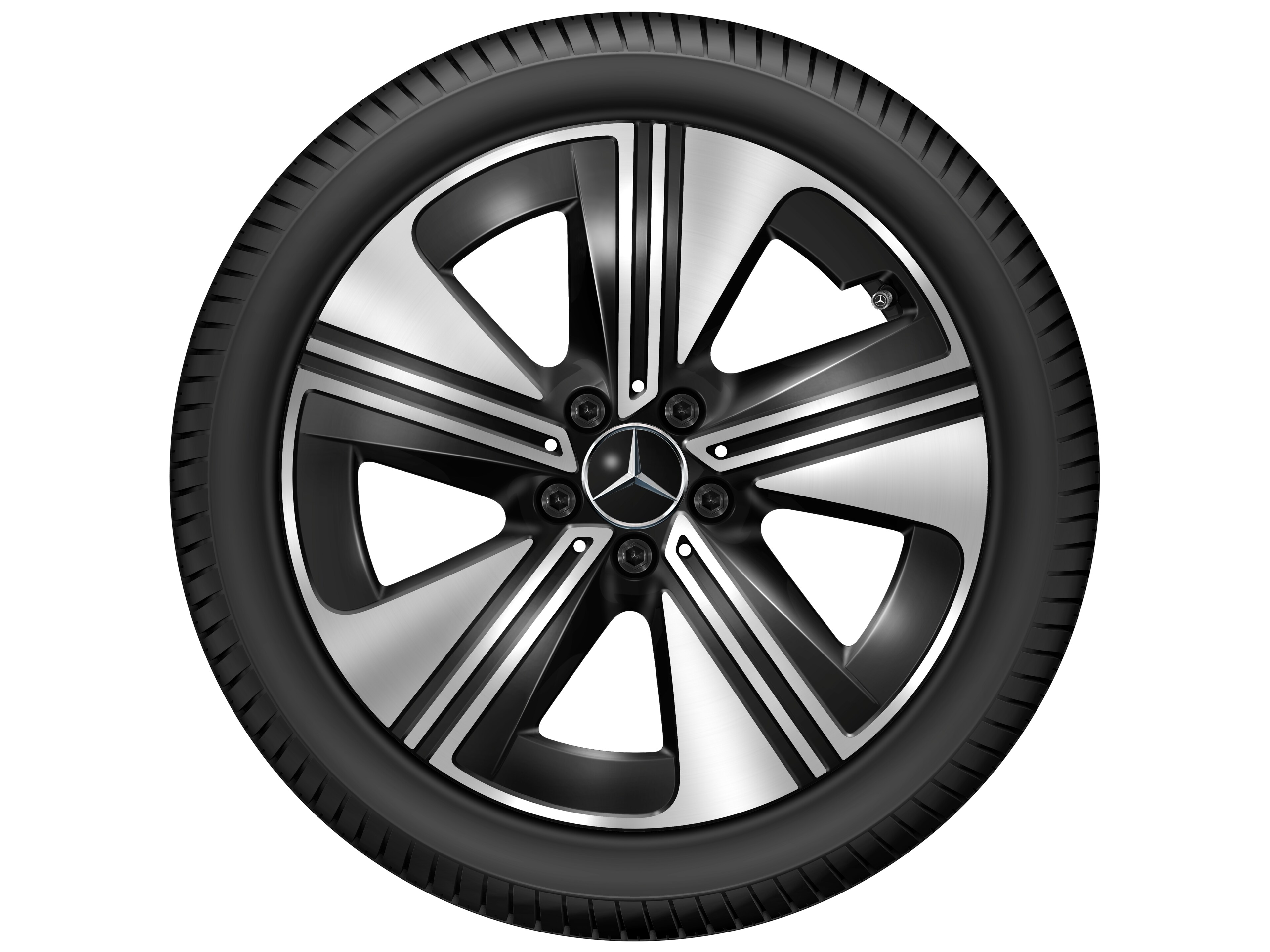 Cerchio a 5 razze, Aero, 45,7 cm (18 pollici) - 7,5 J x 18 ET 48,4, colore nero, Tornitura a specchio