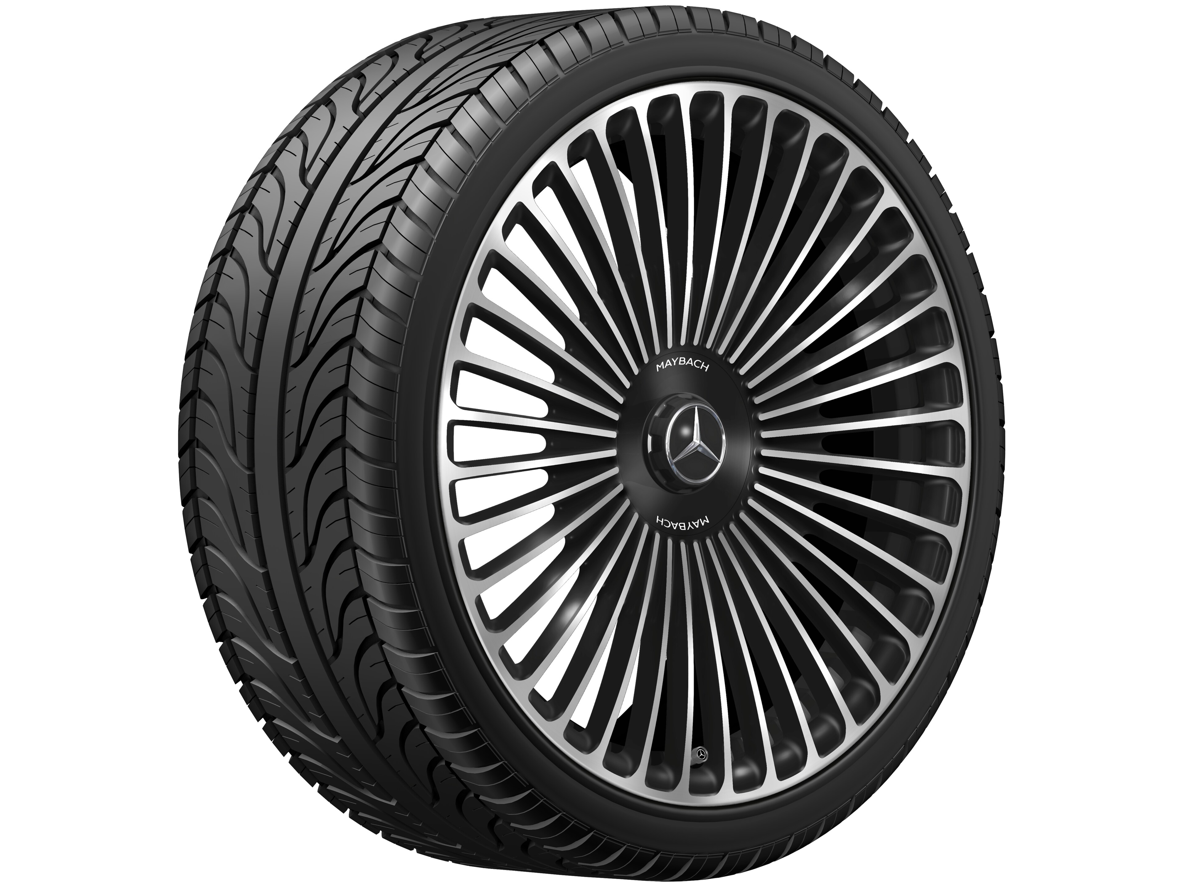 Cerchio fucinato AMG con design a razze multiple, 53,3 cm (21 pollici) - 9,5 J x 21 ET 56,1, colore nero, Tornitura a specchio