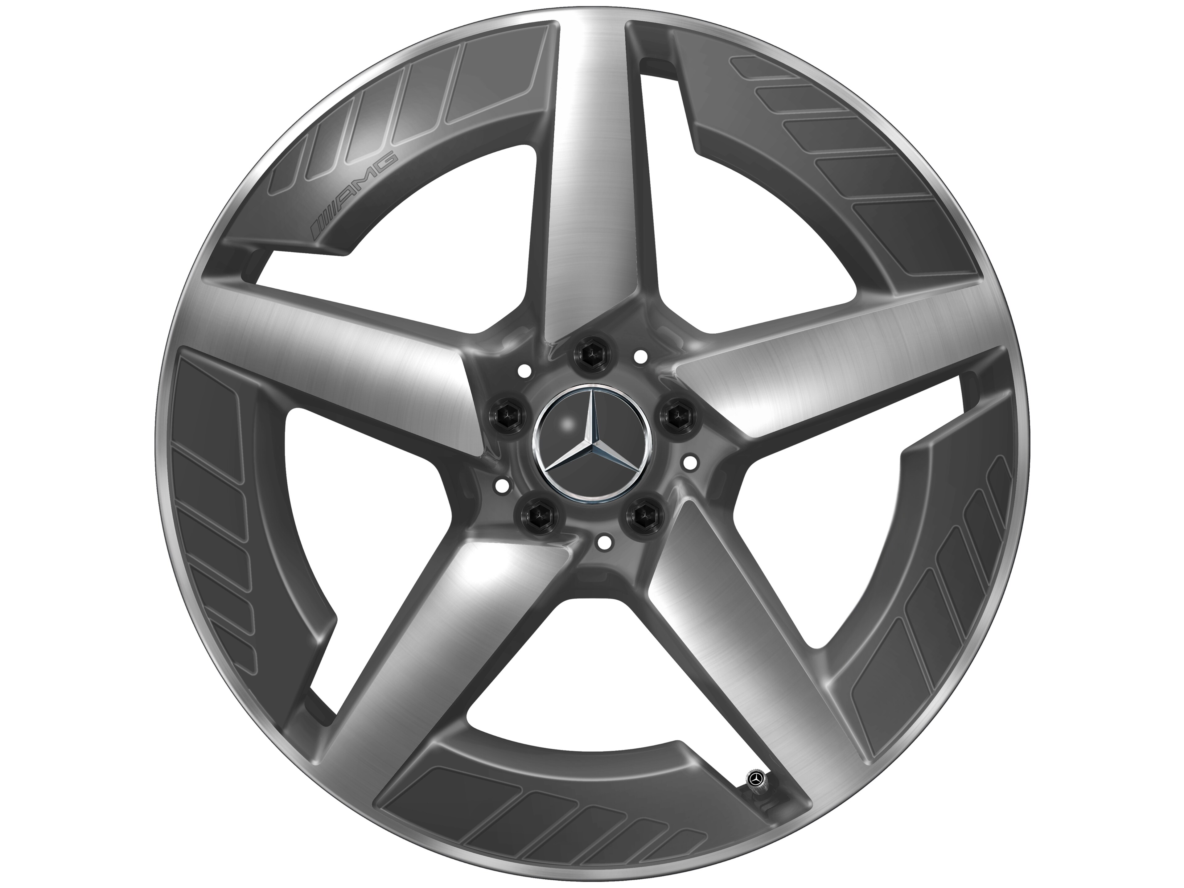 Cerchio in lega leggera AMG, con design a 5 razze, 50,8 cm (20 pollici) - 9 J x 20 ET 57,1, Grigio tantalio, Tornitura a specchio