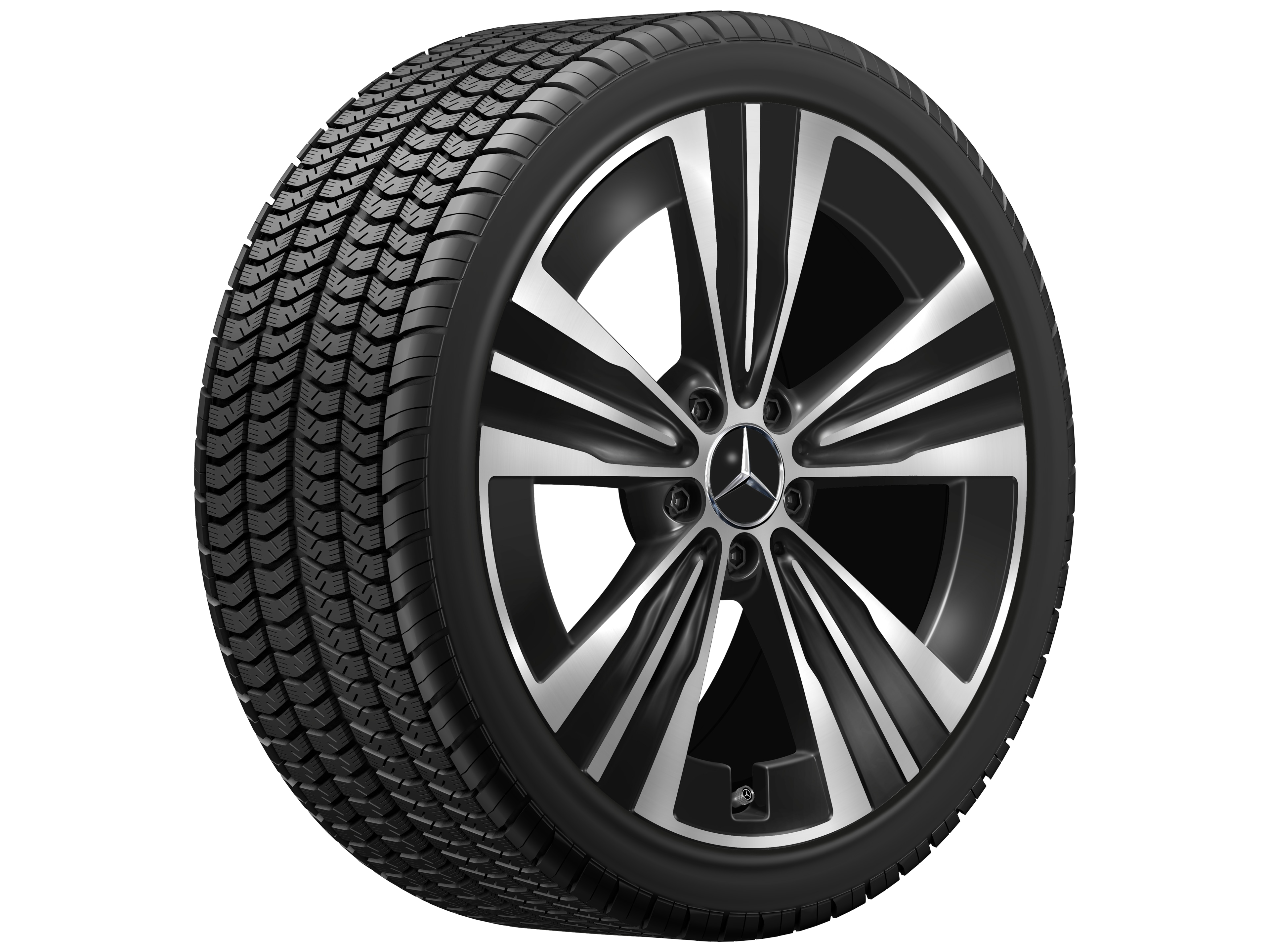 Cerchio a 5 fori, Aero, 48,3 cm (19 pollici) - 7,5 J x 19 ET 48,4, colore nero, Tornitura a specchio