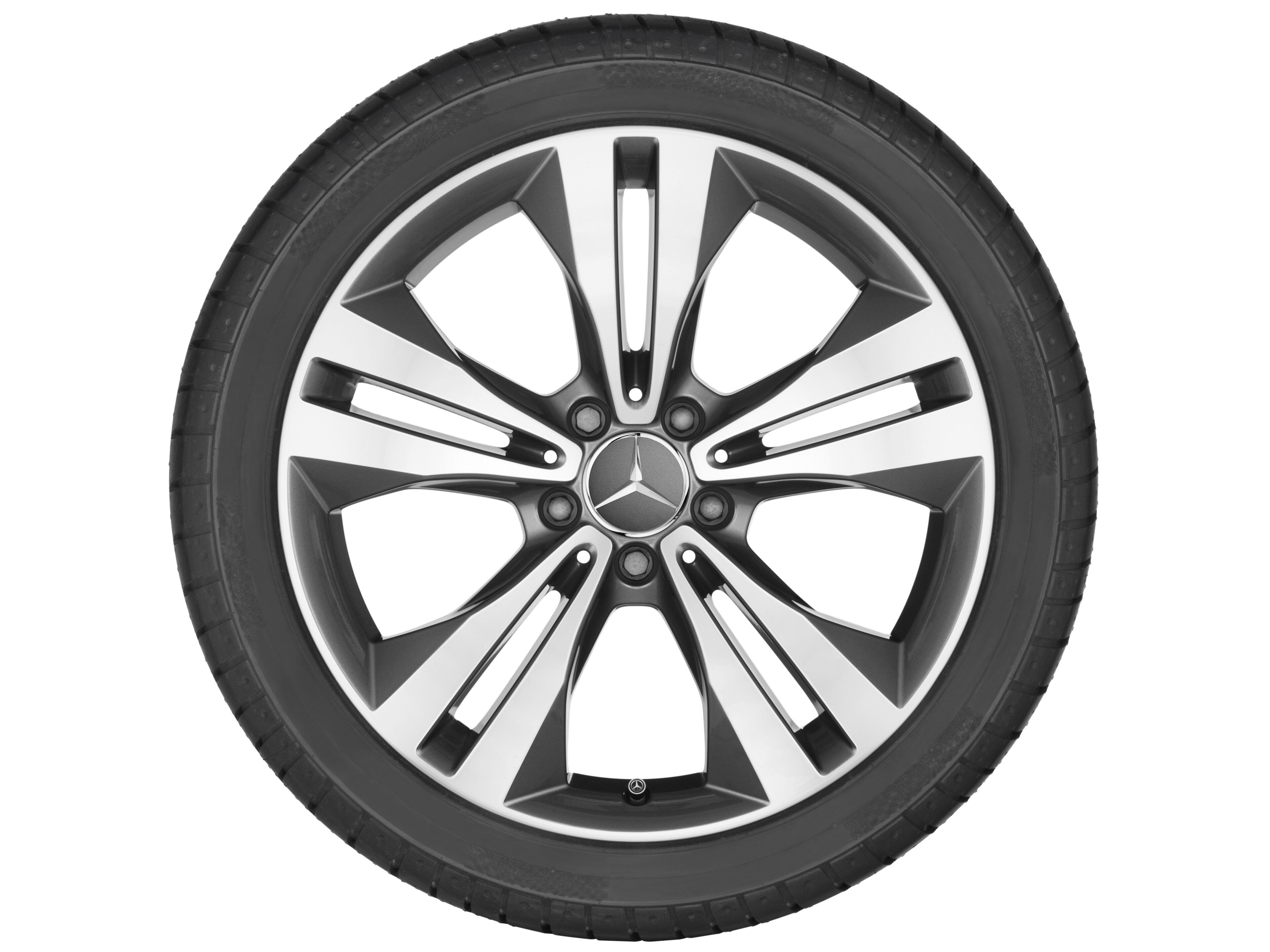 Cerchio a 5 doppie razze, 45,7 cm (18 pollici), con tornitura a specchio - 8,5 J x 18 ET 34,5, grigio Himalaya, Tornitura a specchio