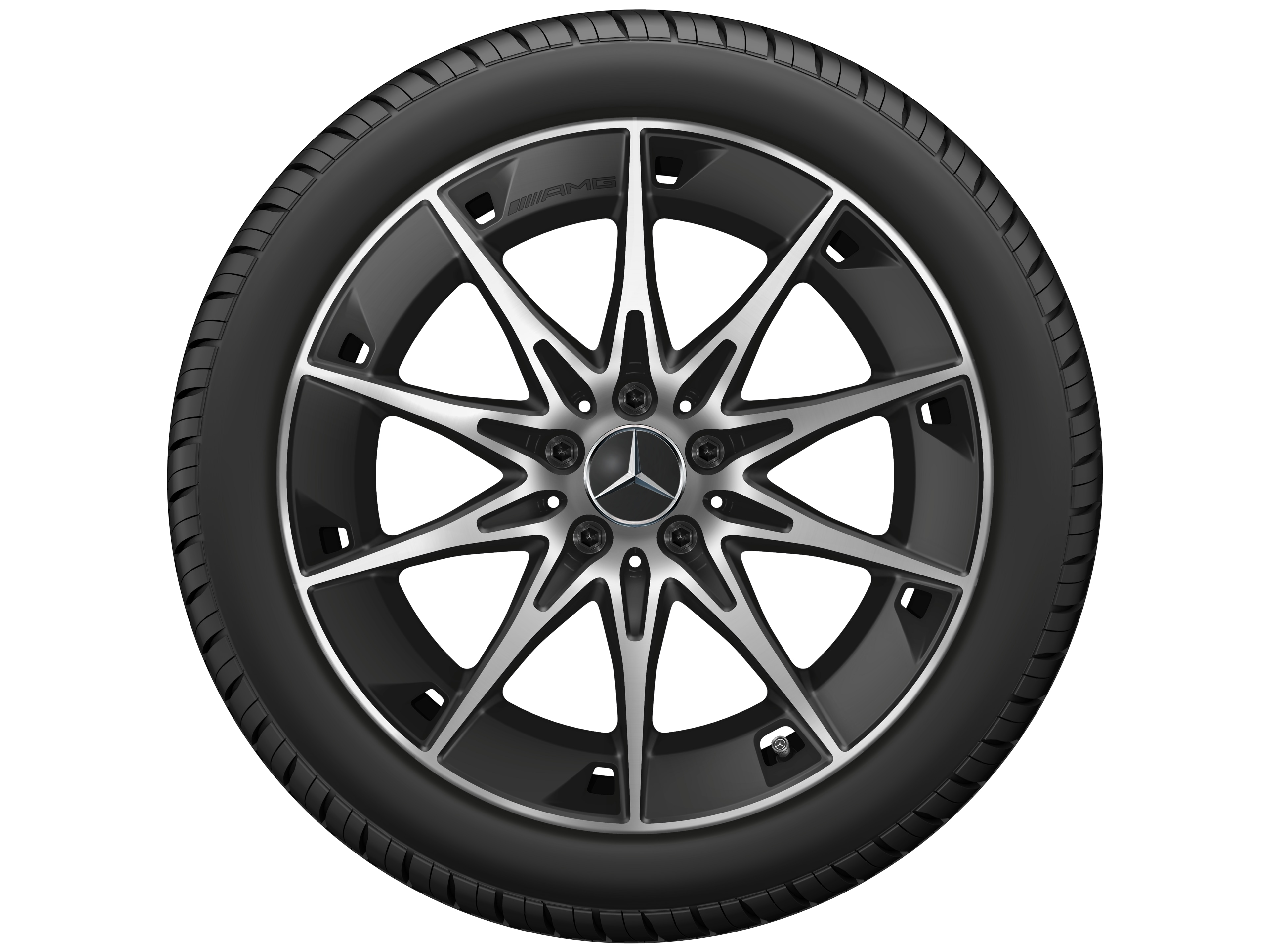Cerchio a 10 razze AMG, 48,3 cm (19 pollici) - 9,5 J x 19 ET 19, nero opacizzato, Tornitura a specchio