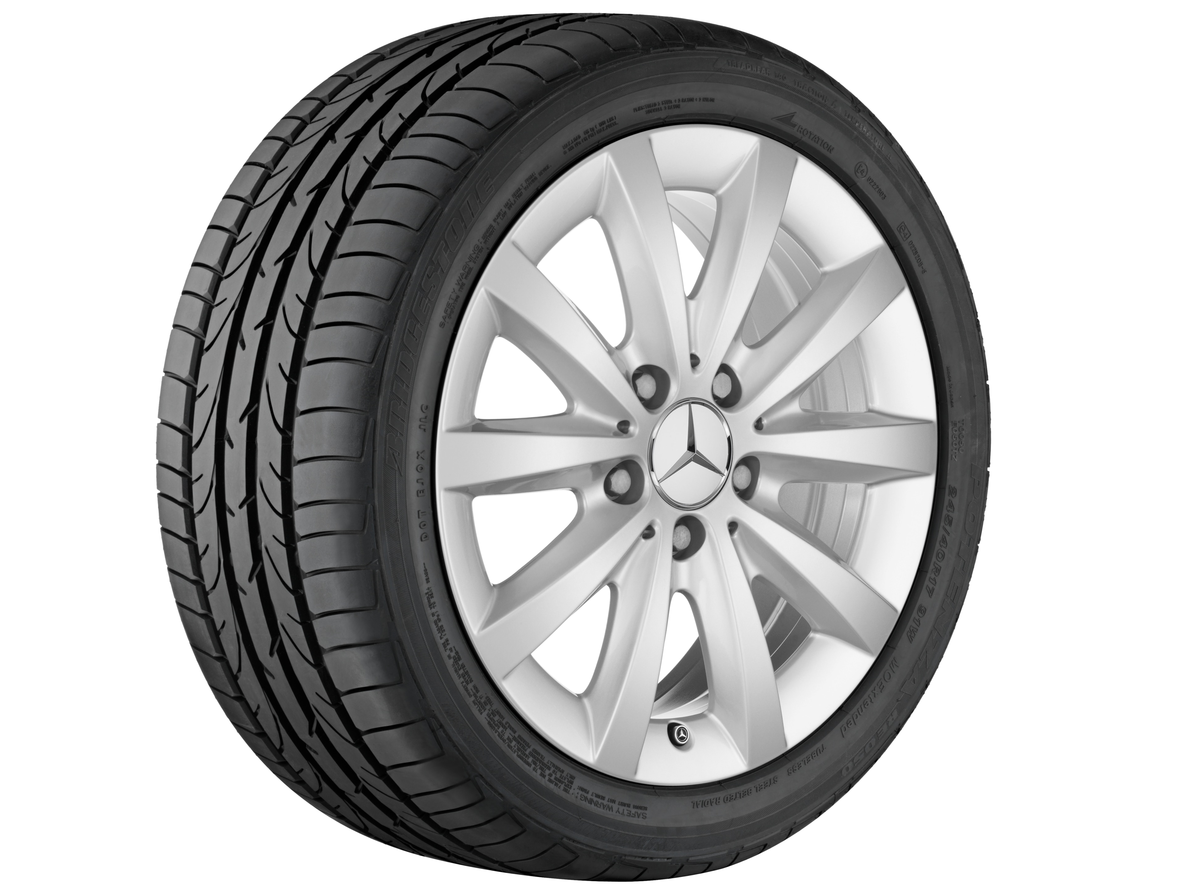 Cerchio a 10 razze, 40,6 cm (16 pollici) - 6,5 J x 16 ET 49, argento titanio, verniciato