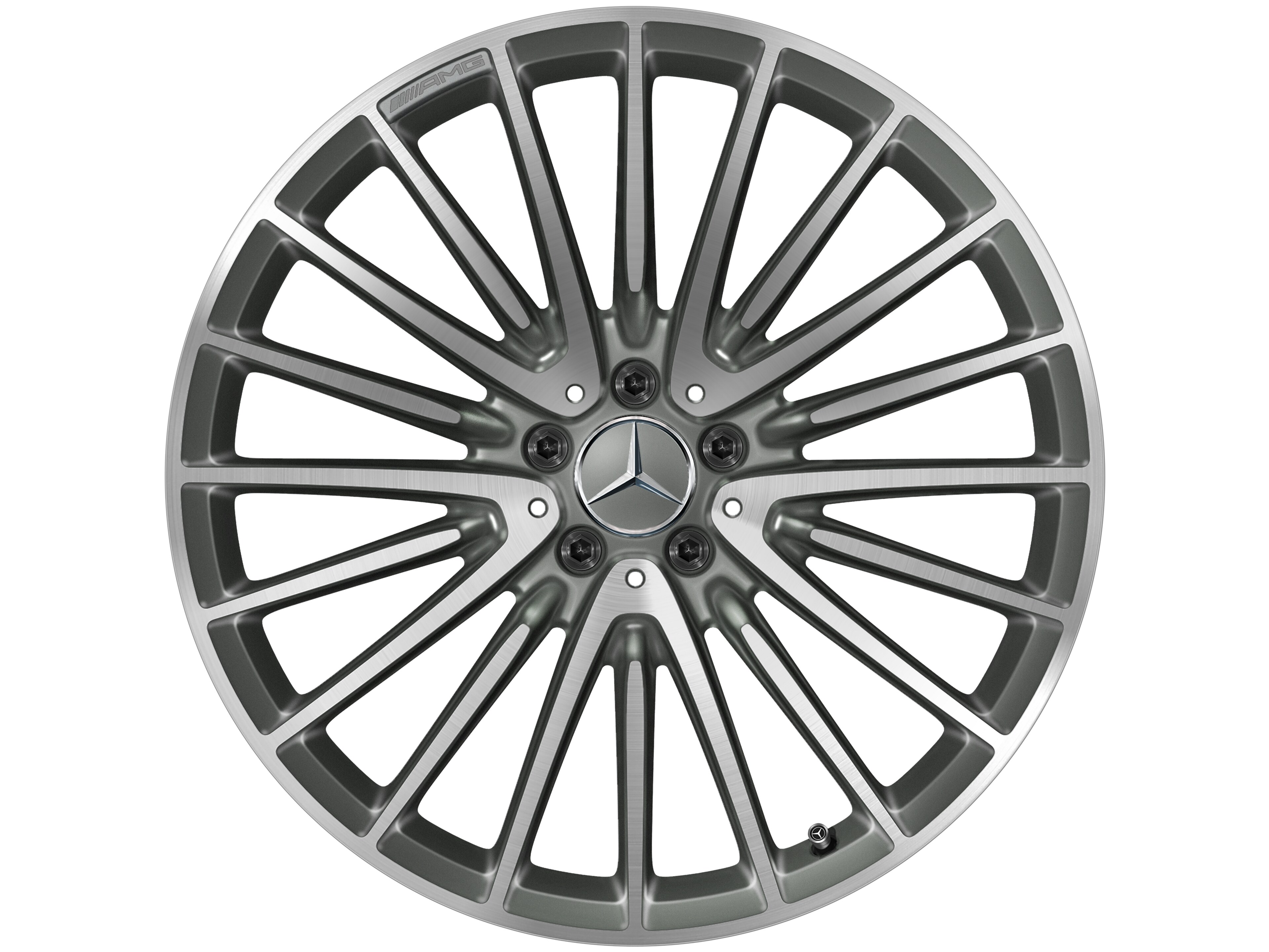 Cerchio a razze AMG, 53,3 cm (21 pollici) - 9 J x 21 ET 34, grigio titanio, Tornitura a specchio