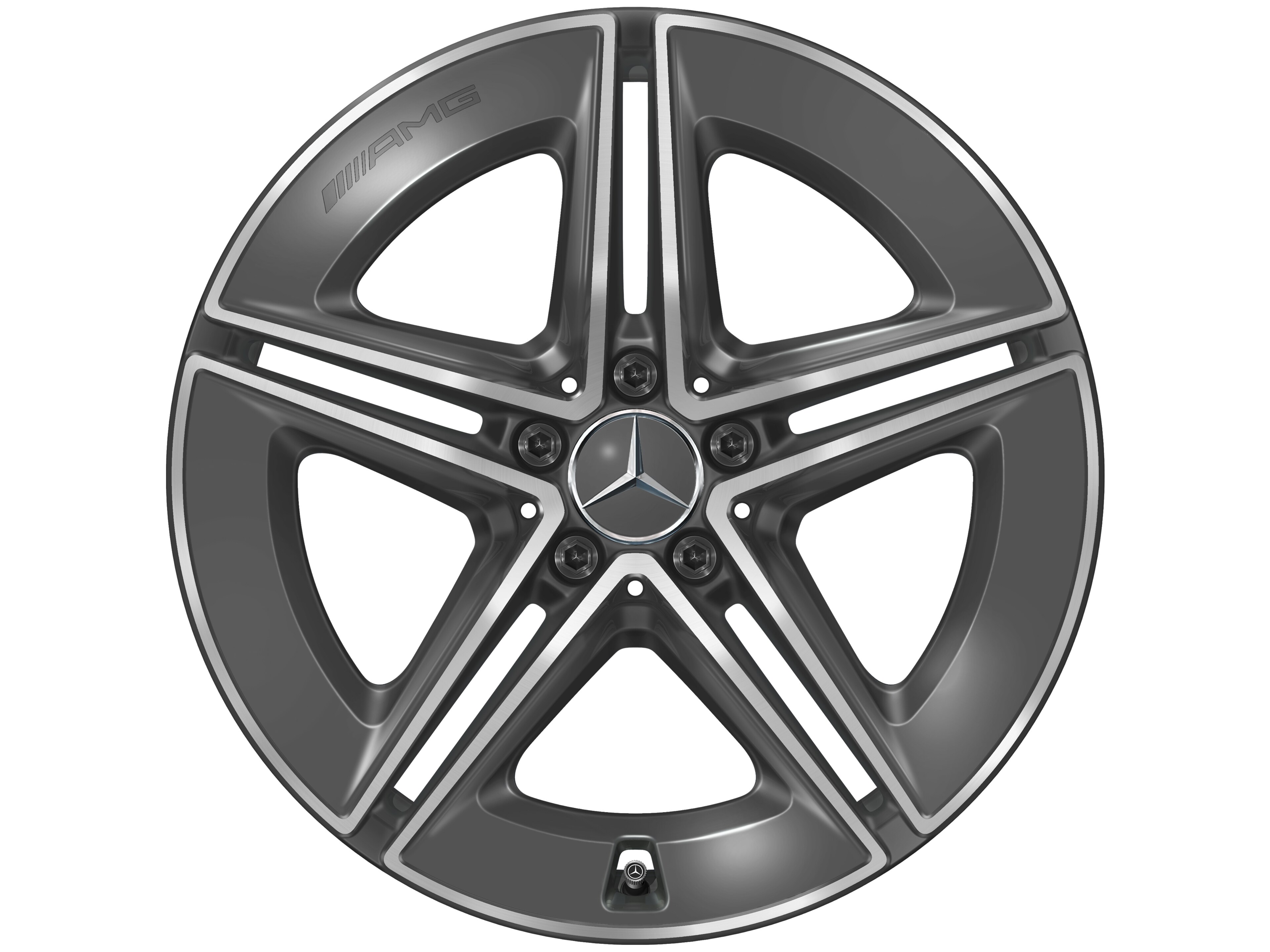 Cerchio a 5 doppie razze AMG, 48,3 cm (19 pollici) - 8 J x 19 ET 21,5, Grigio tantalio, Tornitura a specchio