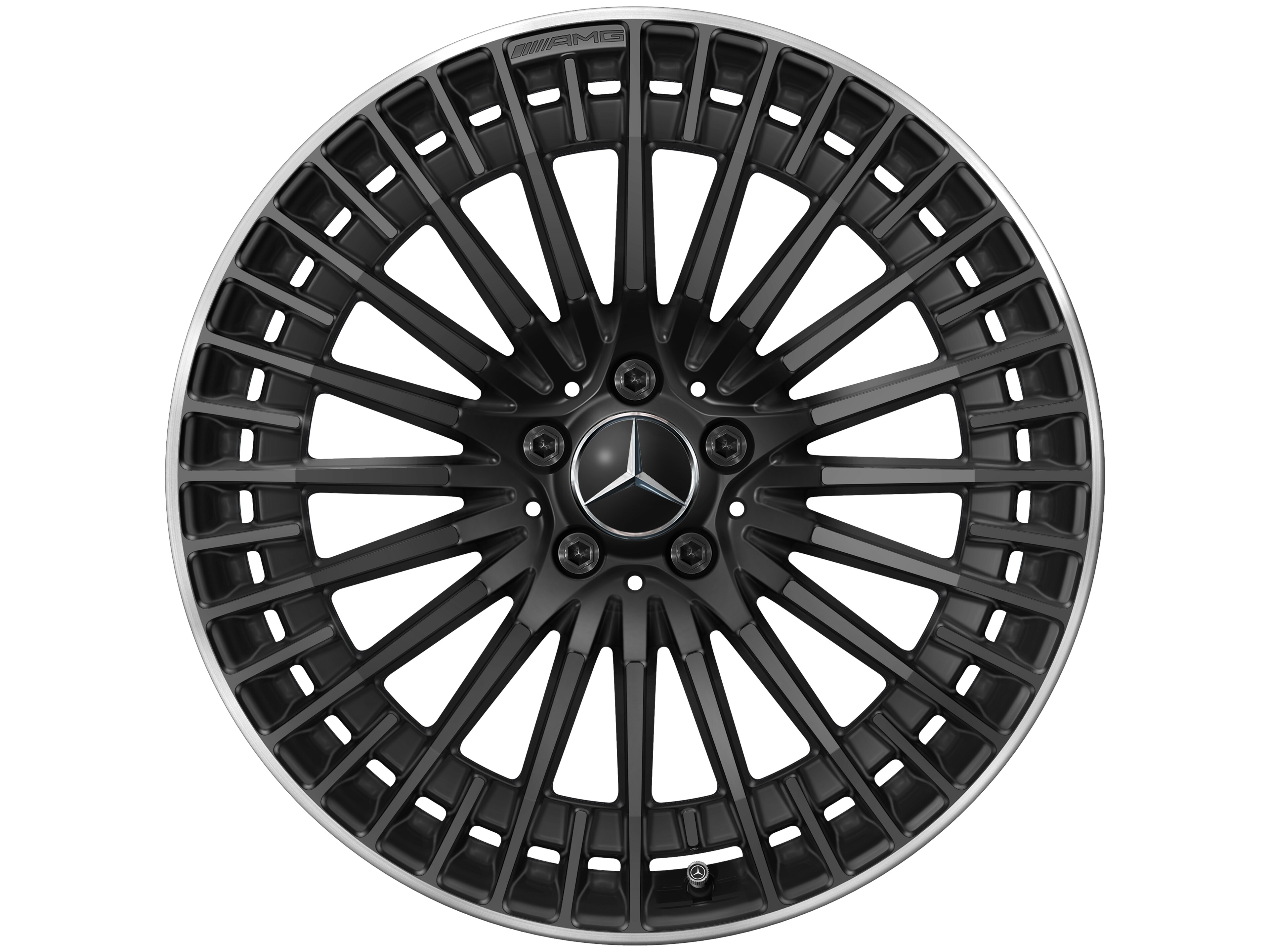 Cerchio a razze AMG, 50,8 cm (20 pollici), Bordo del cerchio tornito a specchio - 8,5 J x 20 ET 50,5, colore nero, Bordo del cerchio tornito a specchio