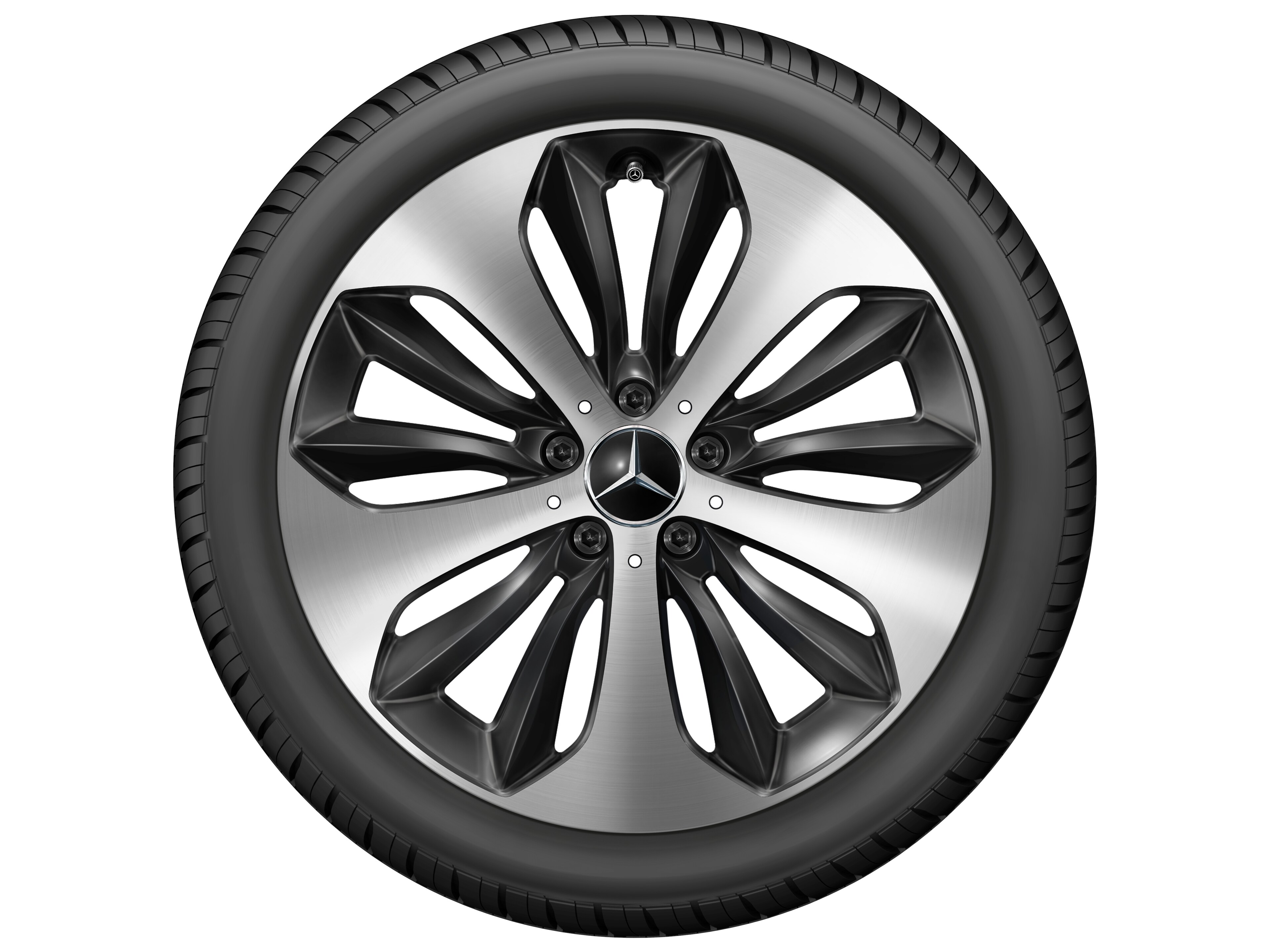 Cerchio a 10 razze, Aero, 48,3 cm (19 pollici), con tornitura a specchio - 7,5 J x 19 ET 53, colore nero, Tornitura a specchio