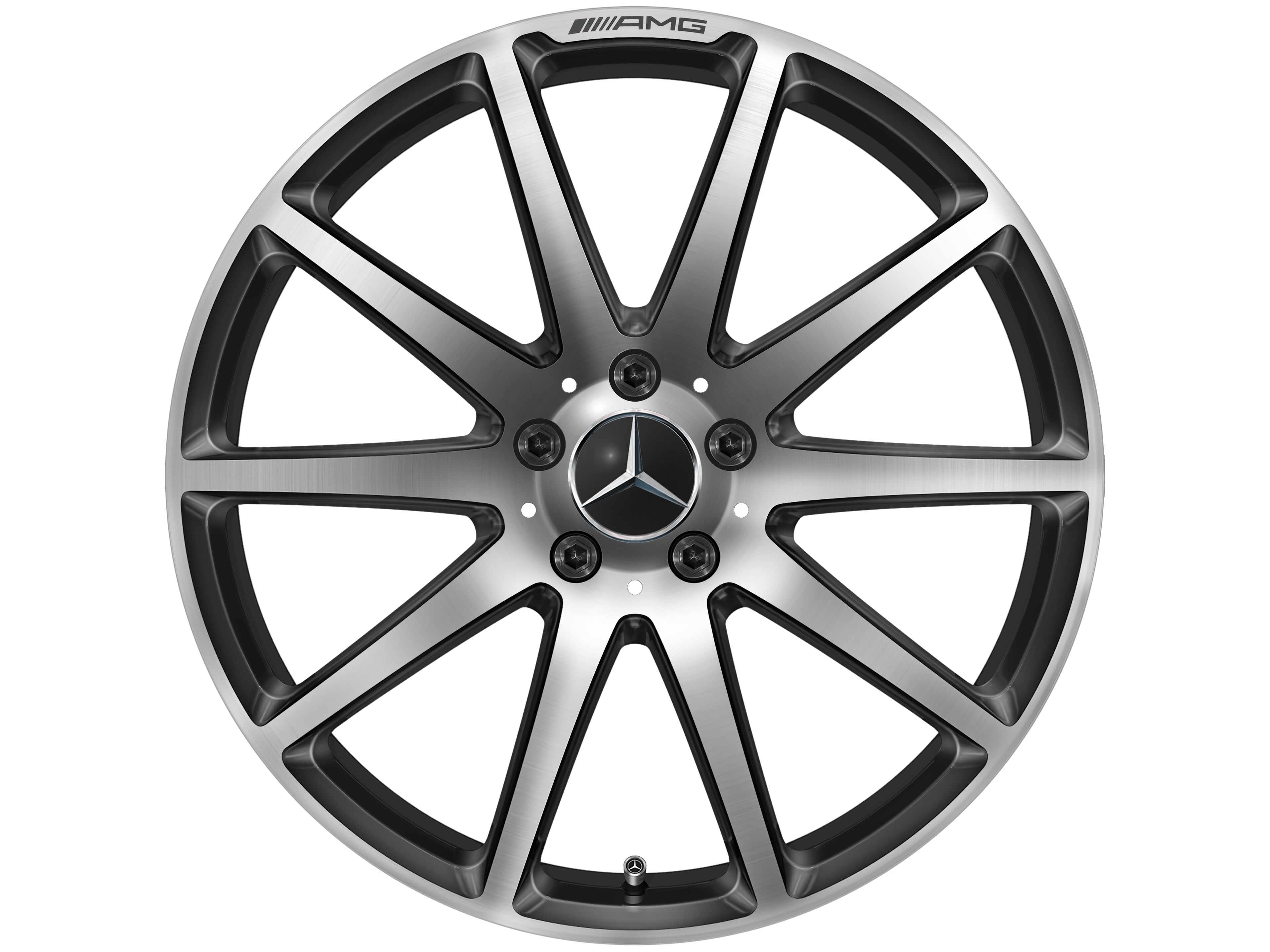 Cerchio fucinato AMG con design a 10 razze, 50,8 cm (20 pollici) - 10 J x 20 ET 48, colore nero, Lucidato