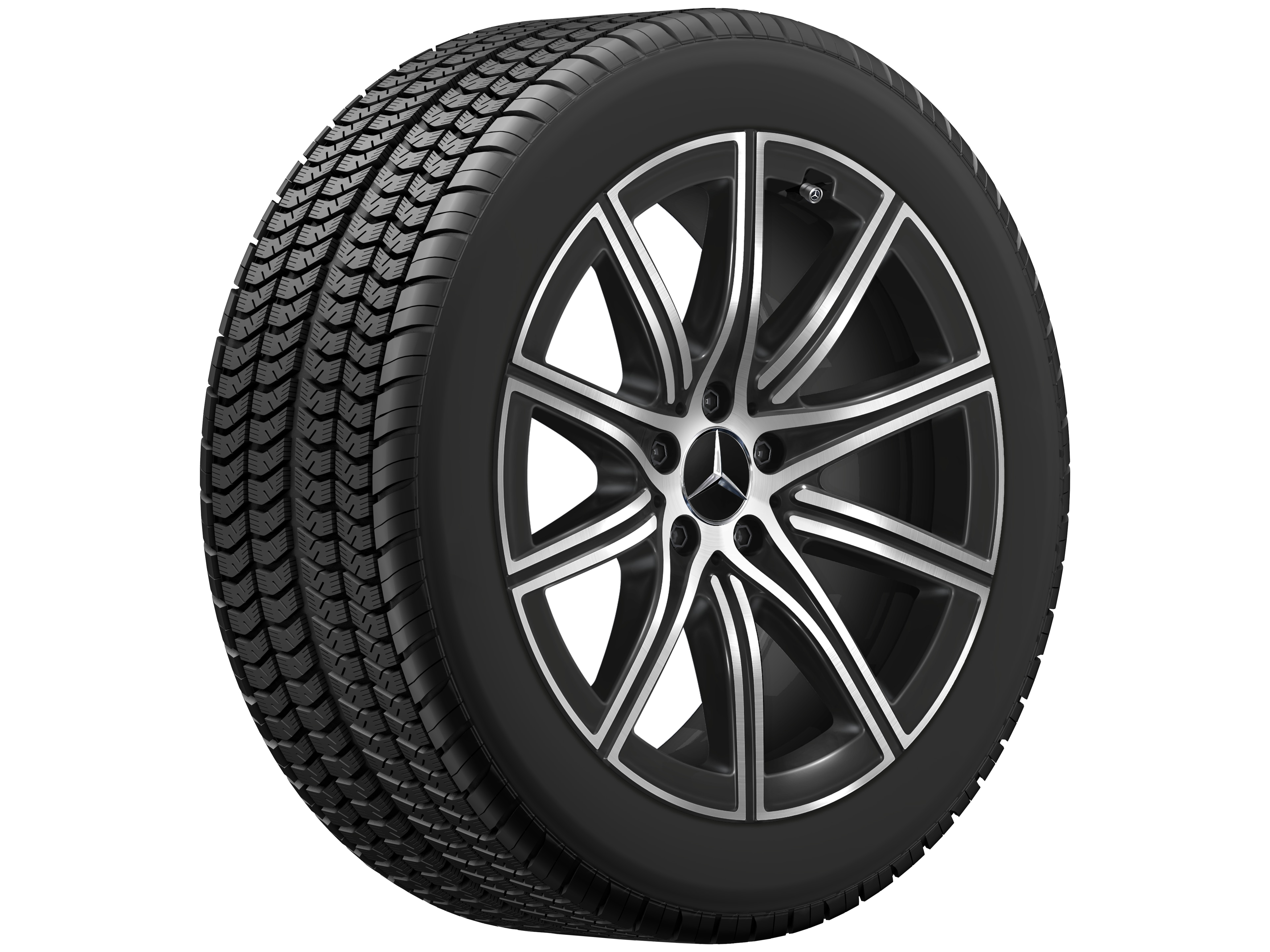 Cerchio a 10 razze, 48,3 cm (19 pollici) - 8,5 J x 19 ET 31,5, colore nero, Tornitura a specchio