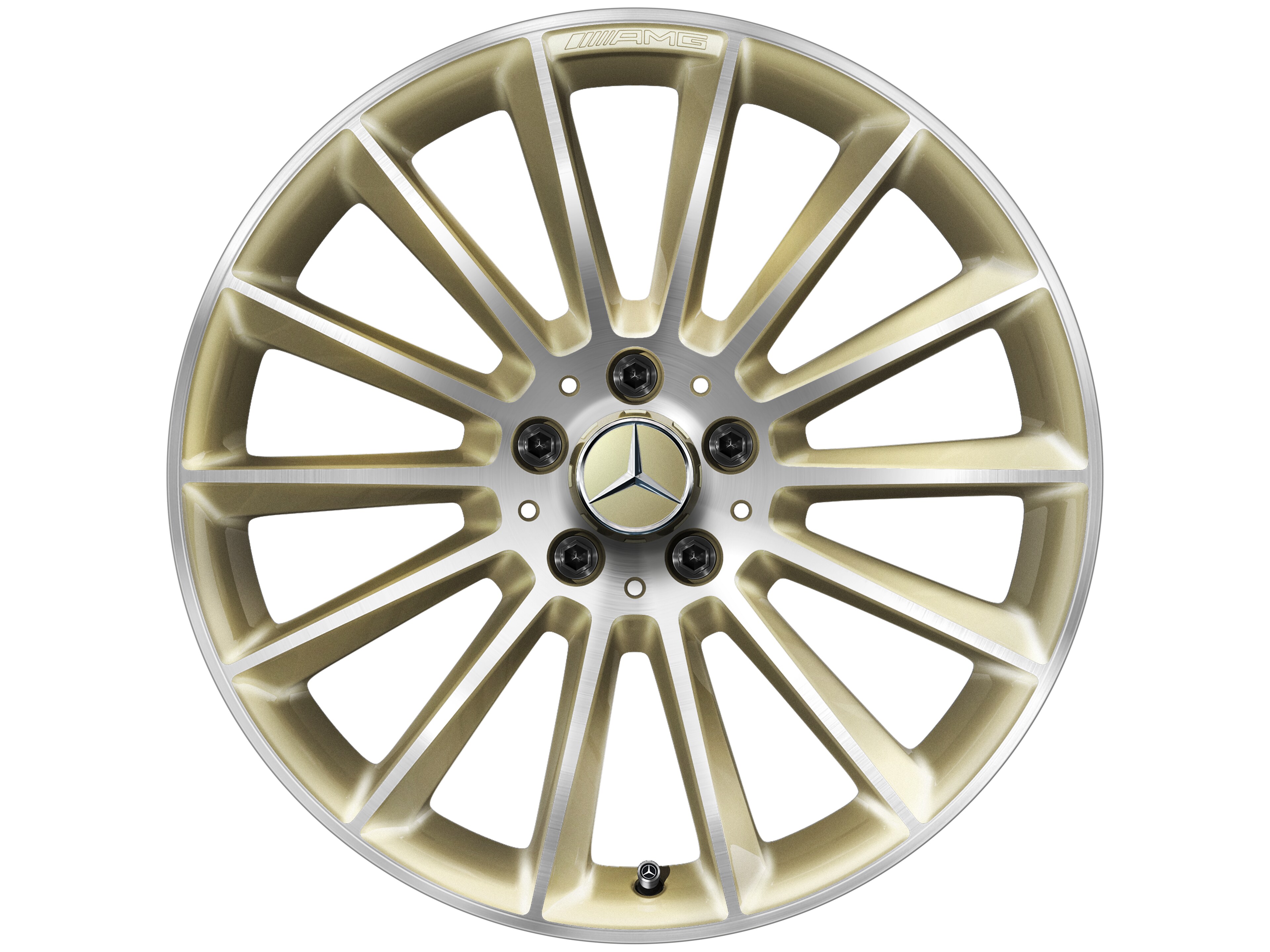 Cerchio a razze AMG, 48,3 cm (19 pollici) - 8 J x 19 ET 40, oro, Tornitura a specchio