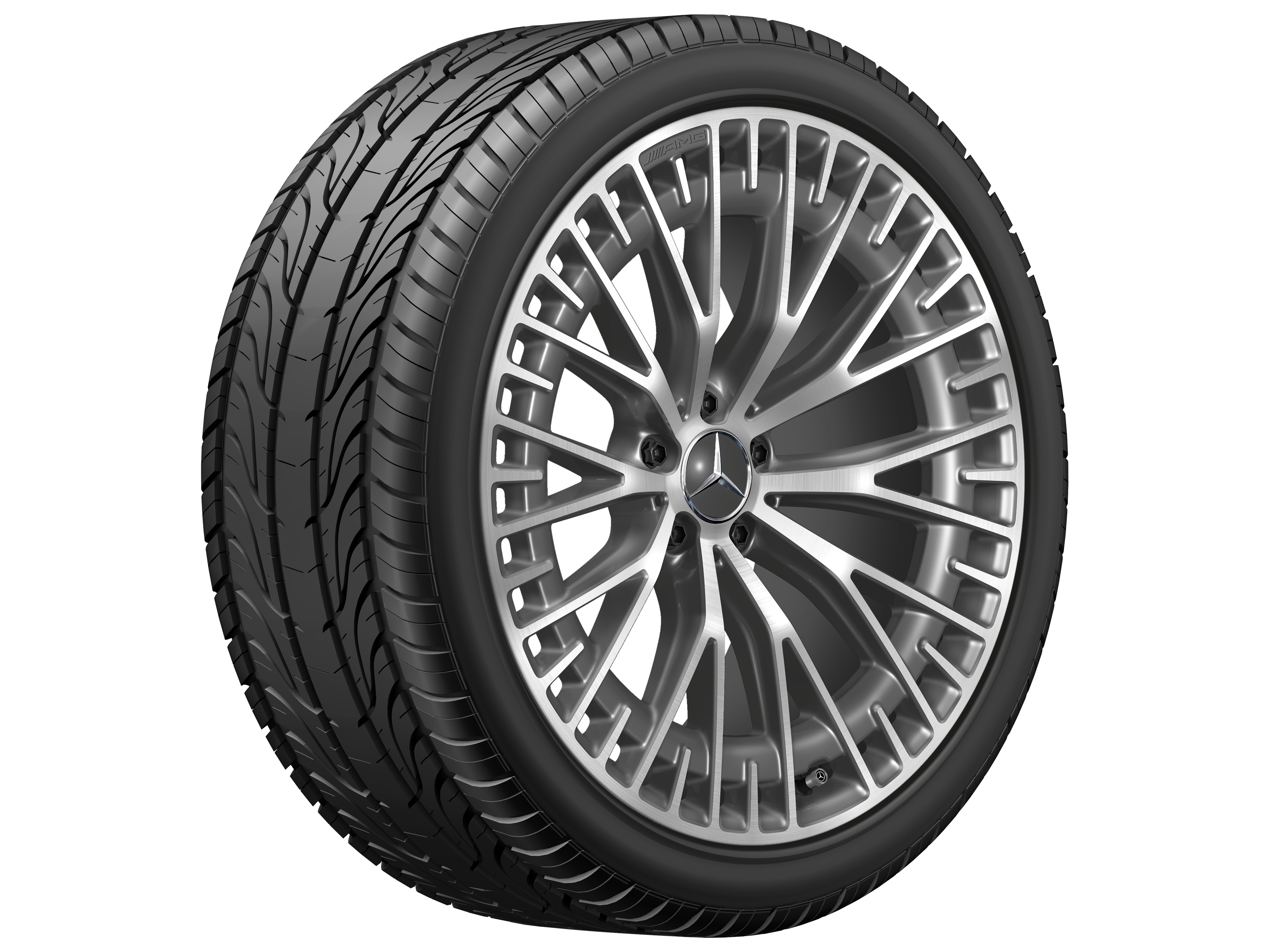 Cerchio a razze AMG, 53,3 cm (21 pollici) - 10 J x 21 ET 47, Grigio tantalio, Tornitura a specchio