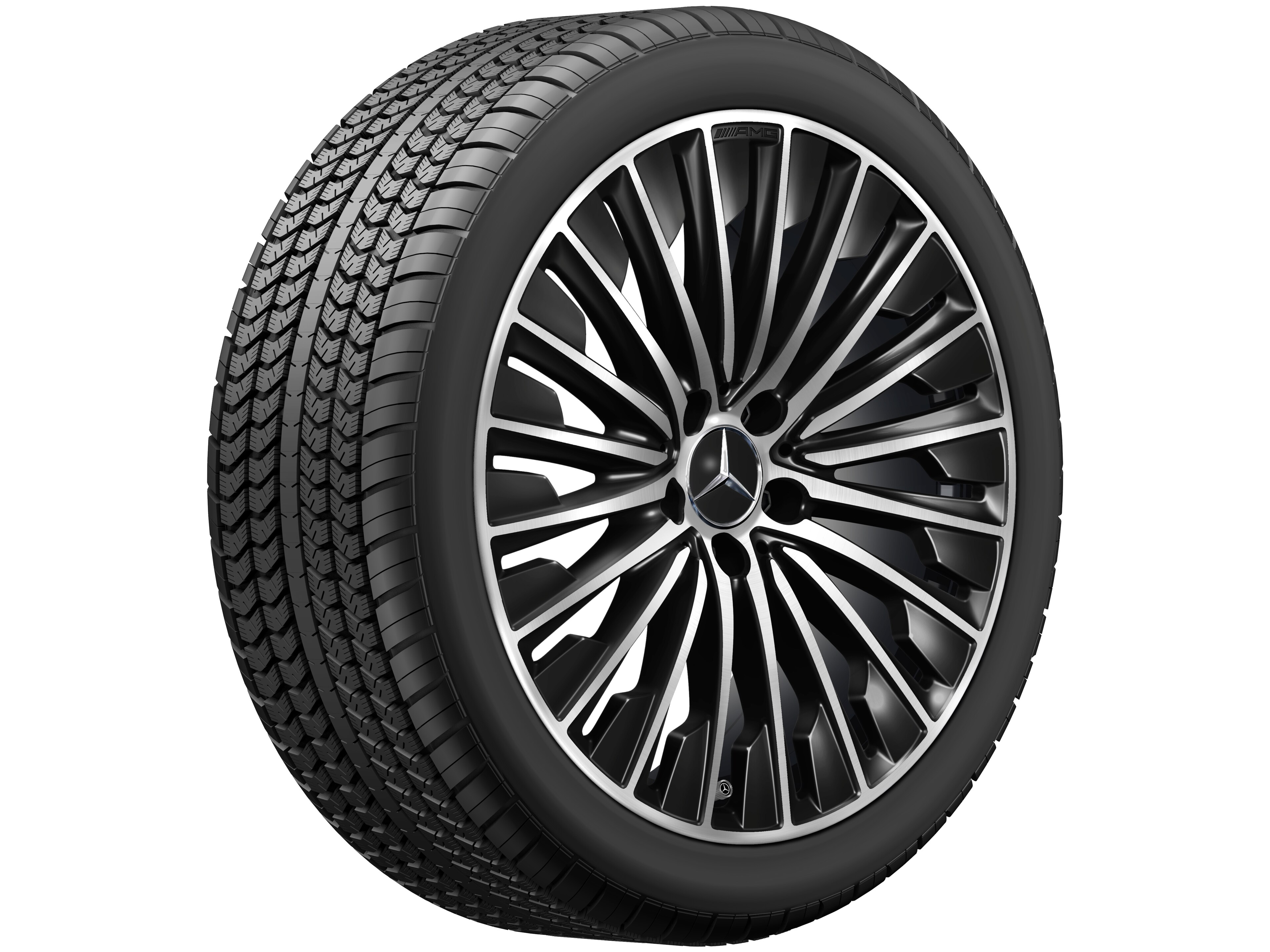 Cerchio a razze AMG, 48,3 cm (19 pollici) - 9 J x 19 ET 60,5, colore nero, Tornitura a specchio