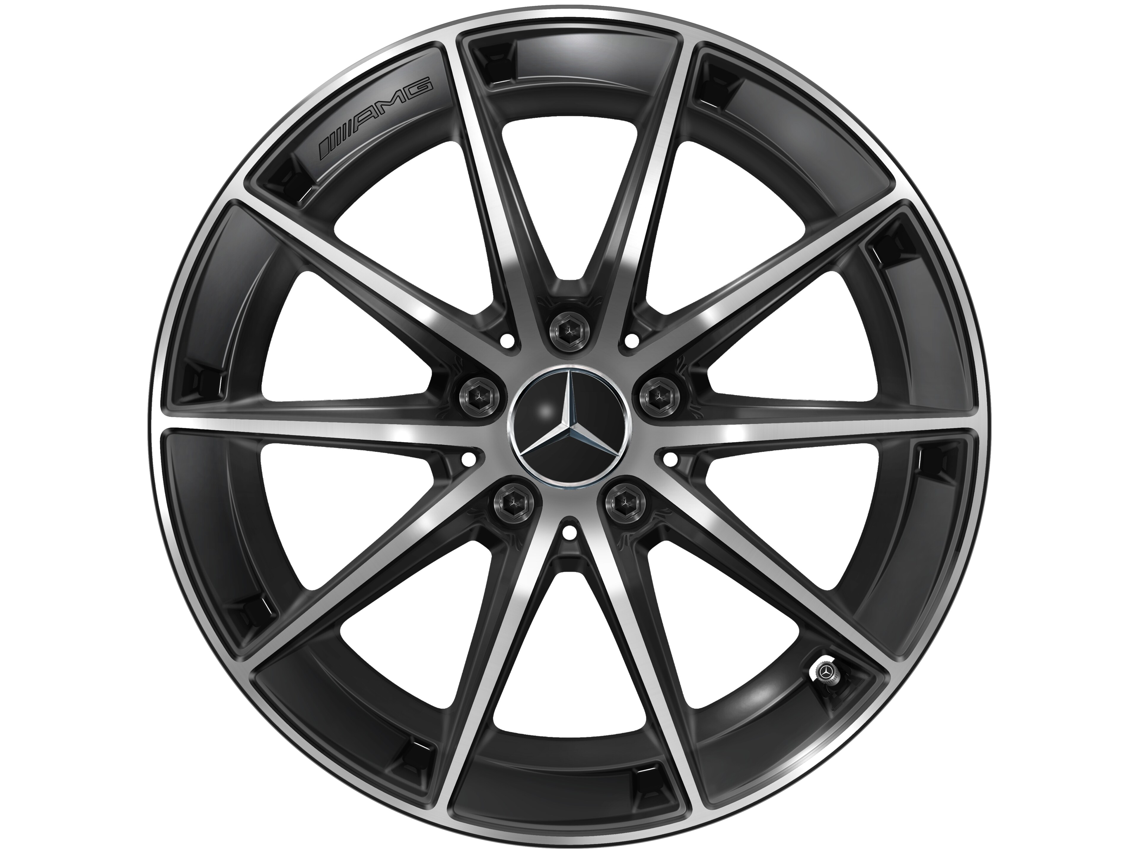 Cerchio a 10 razze AMG, 45,7 cm (18 pollici) - 8 J x 18 ET 40, colore nero, Tornitura a specchio