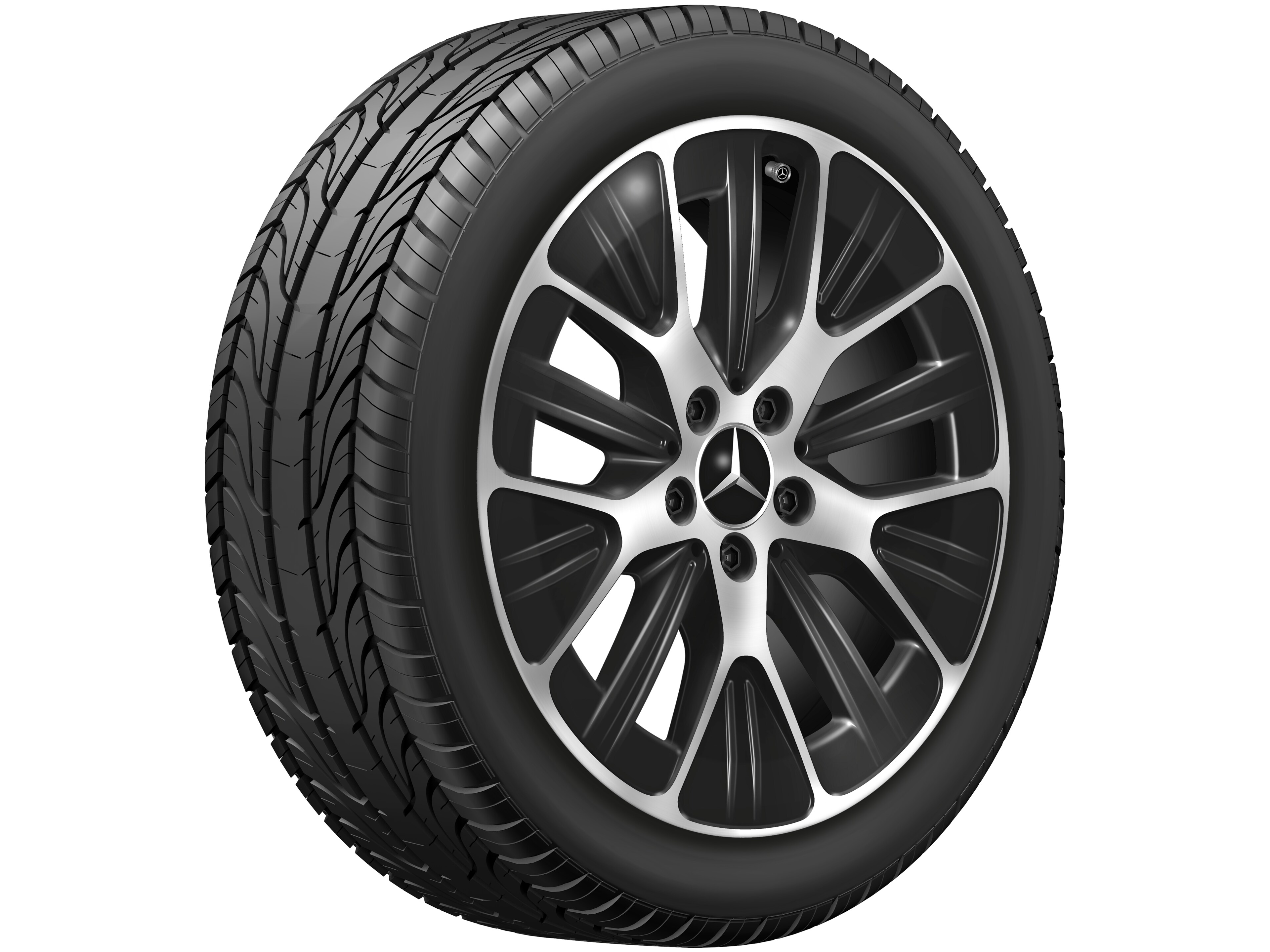 Cerchio con razze Y, Aero, 45,7 cm (18 pollici) - 7,5 J x 18 ET 48,4, colore nero, Tornitura a specchio