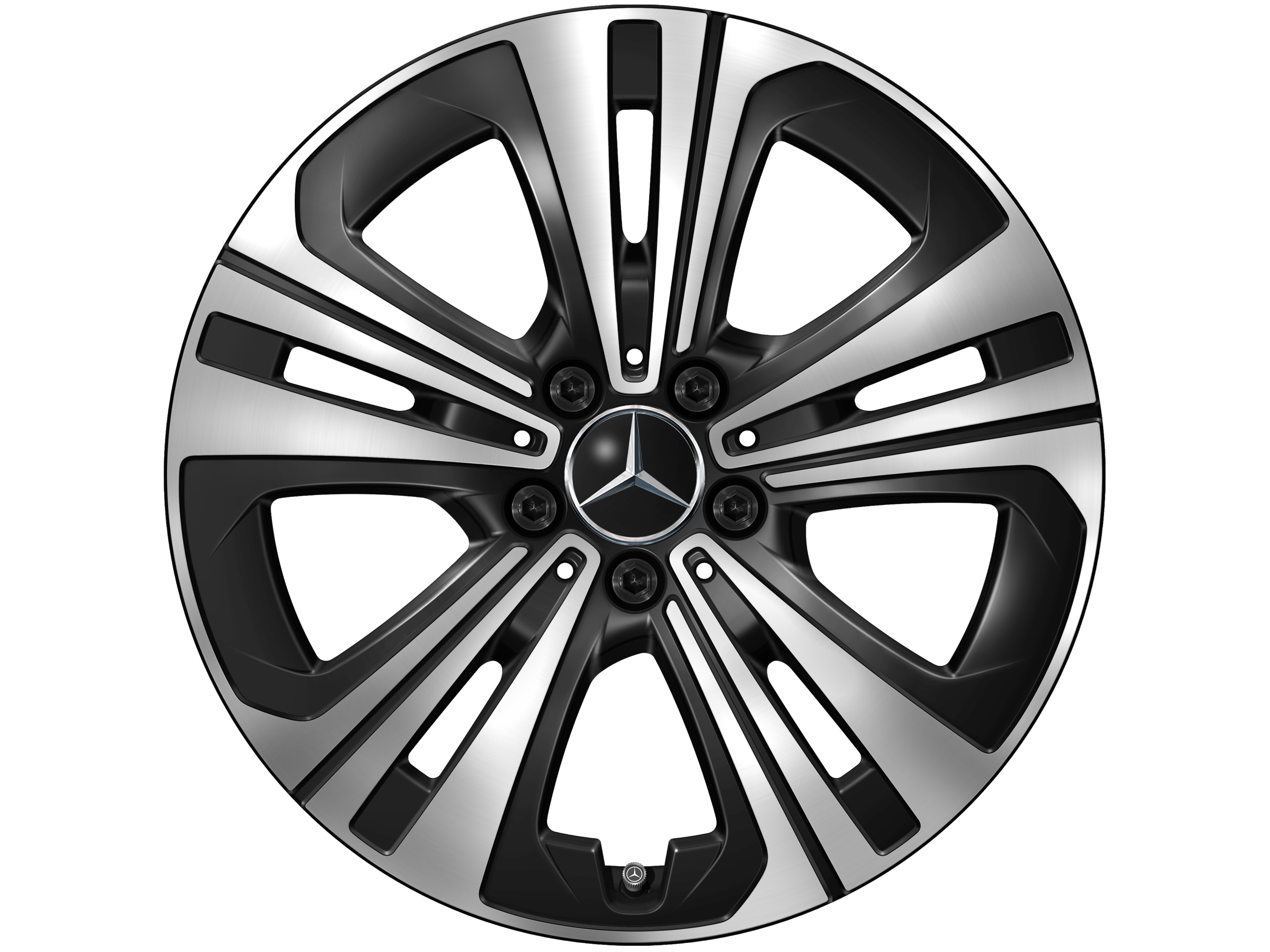 Cerchio a 5 doppie razze, Aero, 45,7 cm (18 pollici) - 7,5 J x 18 ET 48,4, colore nero, Tornitura a specchio