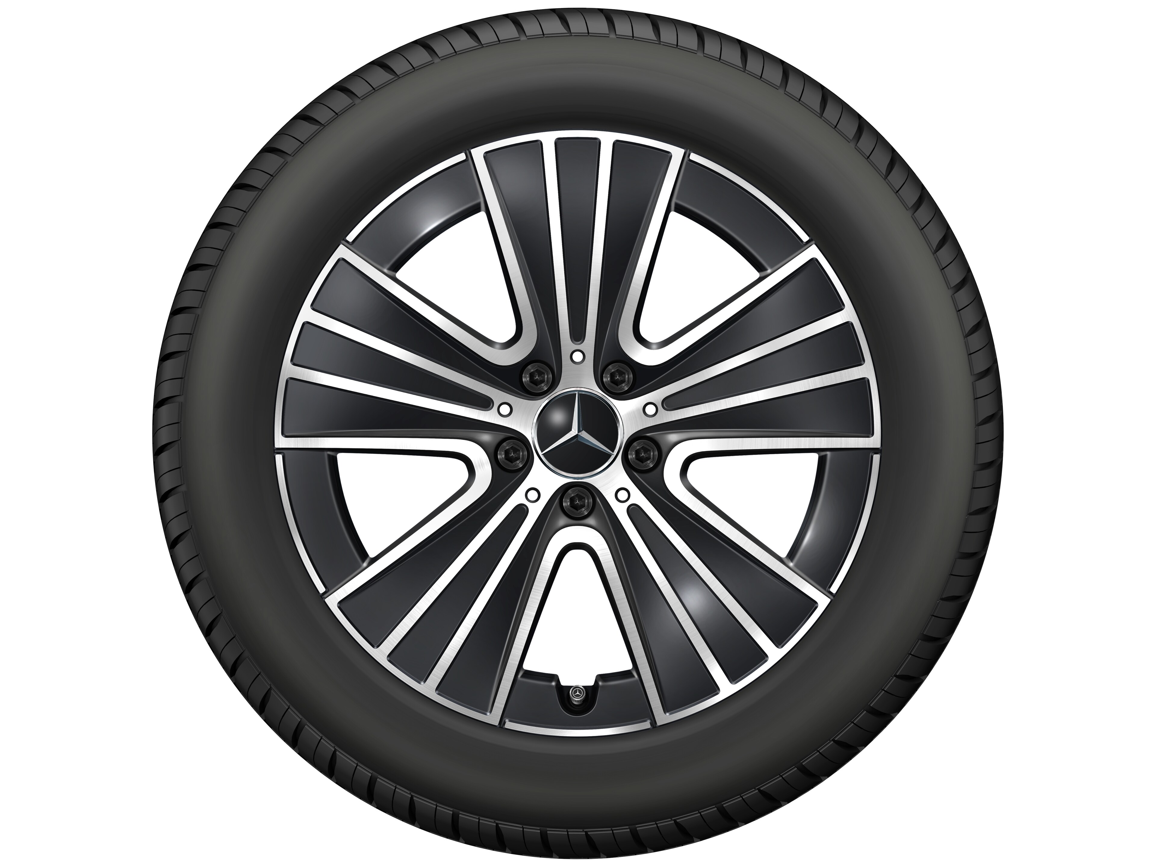 Cerchio a 5 triple razze, 45,7 cm (18 pollici) - 8 J x 18 ET 32,5, colore nero, Tornitura a specchio
