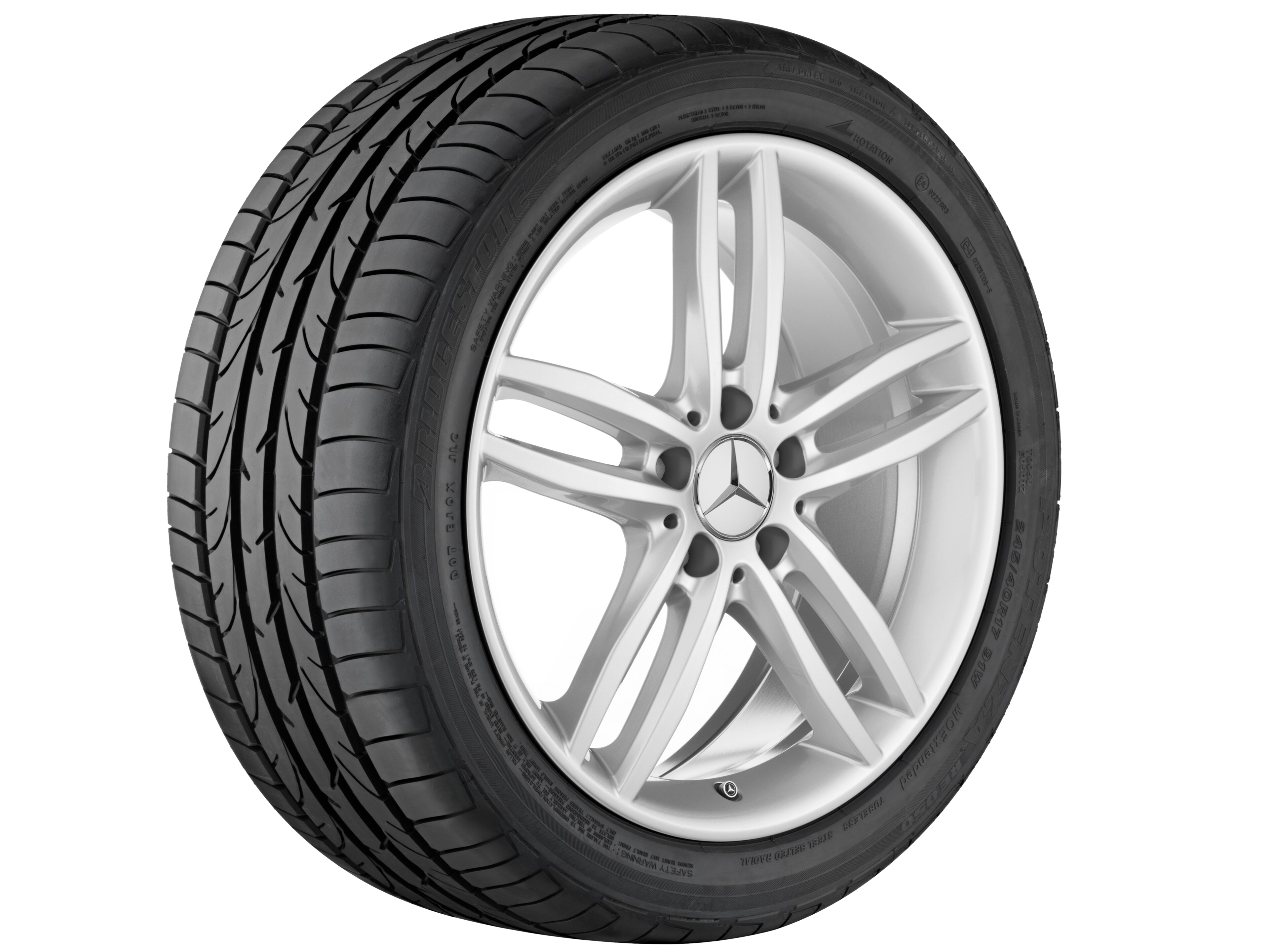 Cerchio a 5 doppie razze, 45,7 cm (18 pollici) - 8,5 J x 18 ET 36, argento vanadio, verniciato
